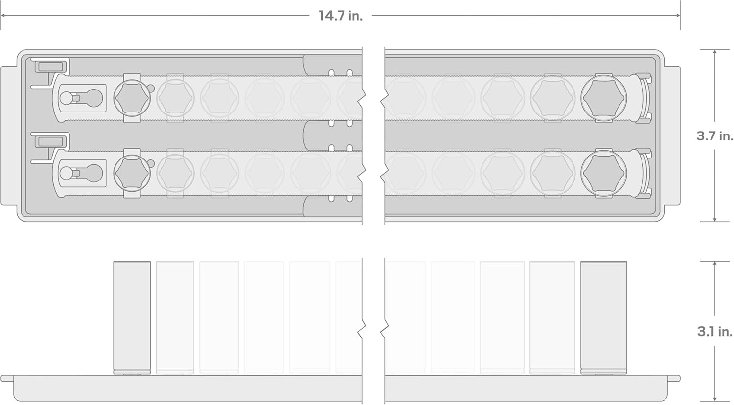 TEKTON 3/8 Inch Drive 6-Point Socket Set with Rails and 24-Piece (8-19 mm)