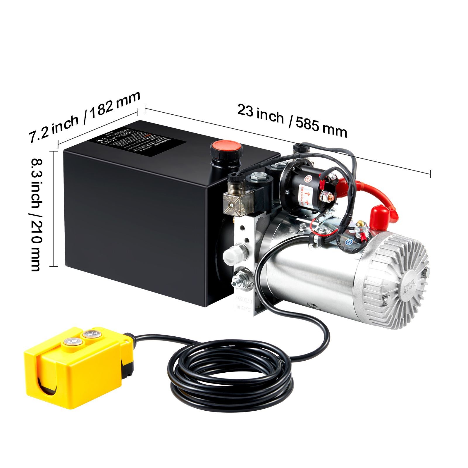 12V 1.6kW Hydraulic Pump 10qt, 3200 PSI, DC Double-Acting for Dump Trailer