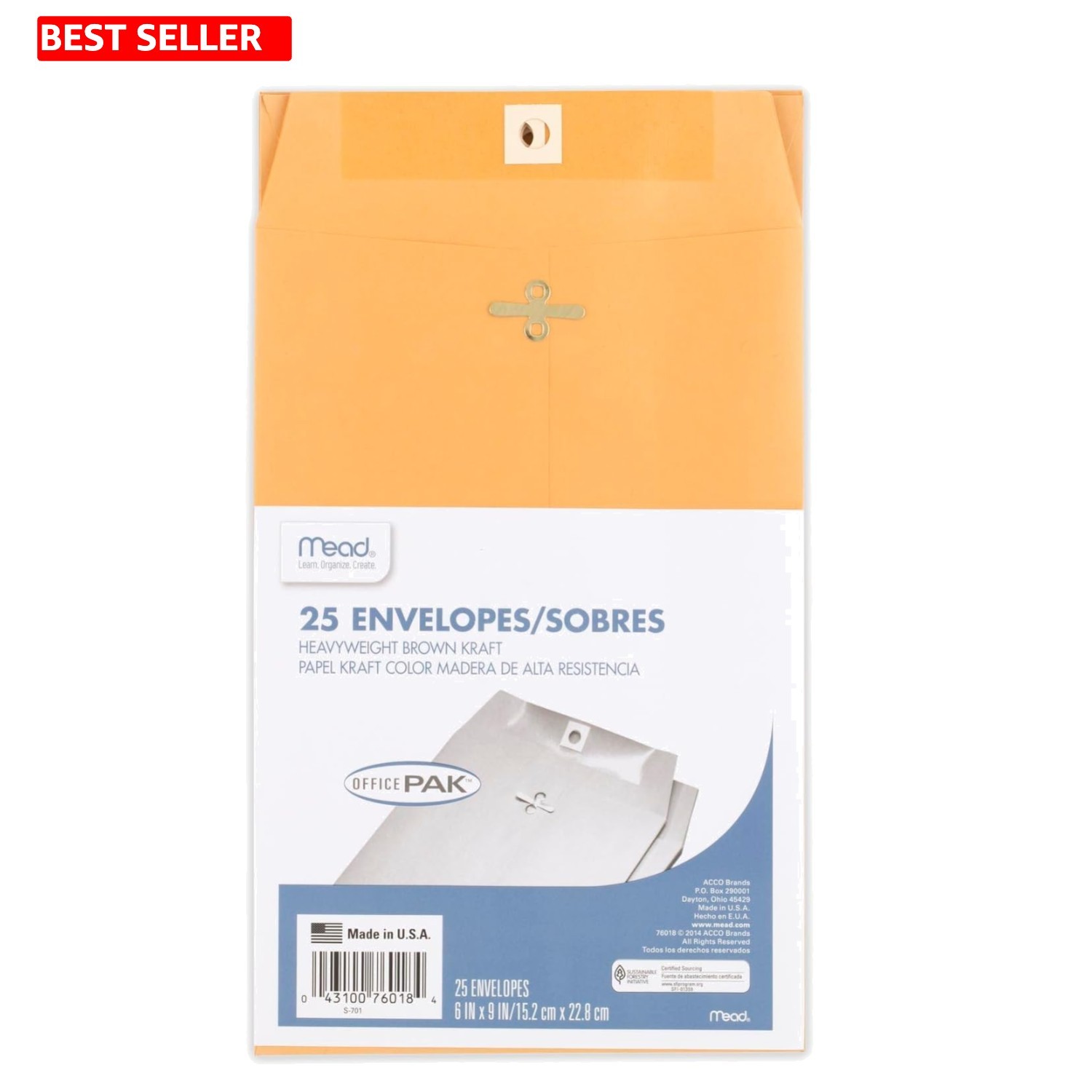 Heavyweight 6″ x 9″ Brown Kraft Envelopes with Clasp Closure – 25 Count