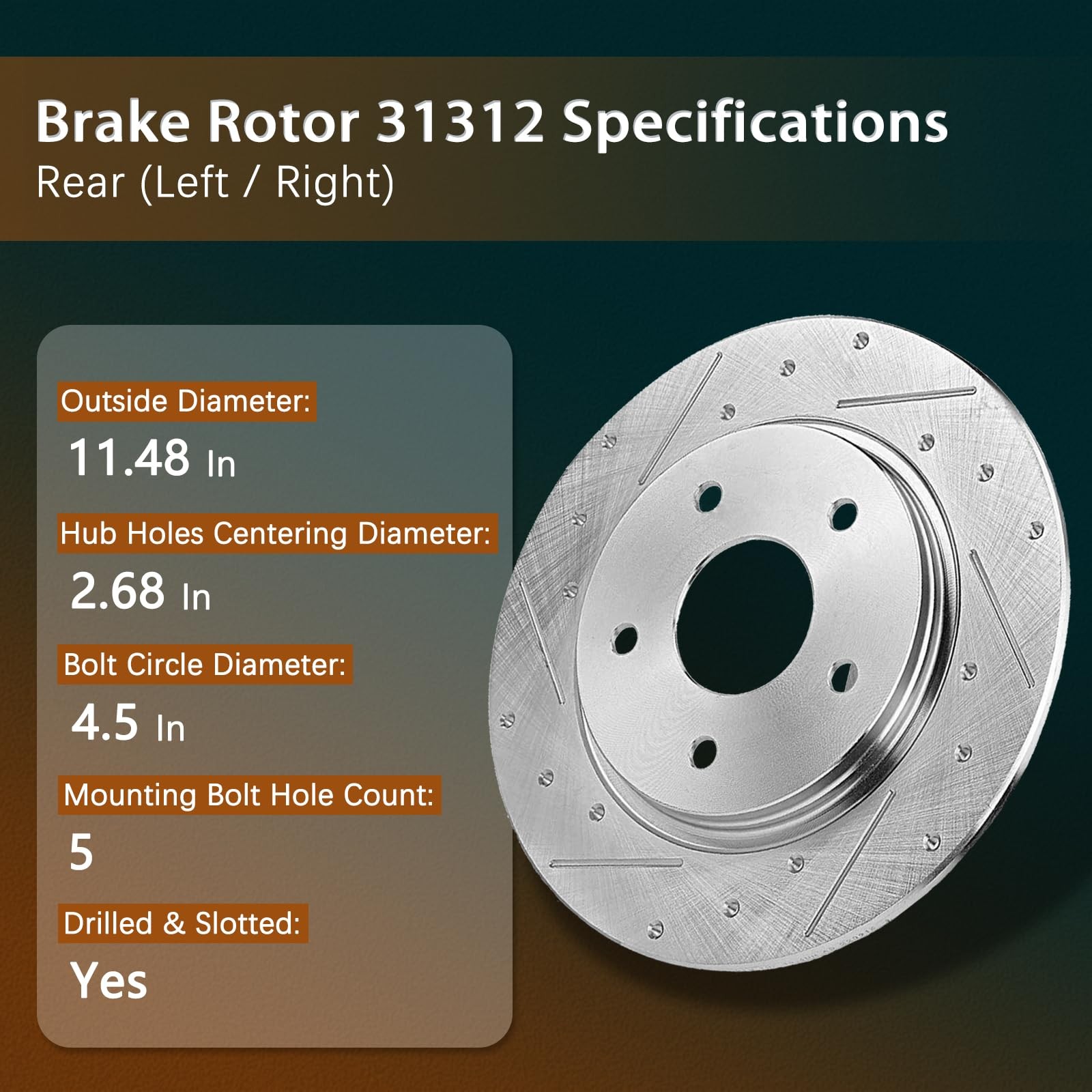 11.65/11.46 Brake Kit Drilled Slotted Rotors Pads Hub 07-13 Nissan Altima