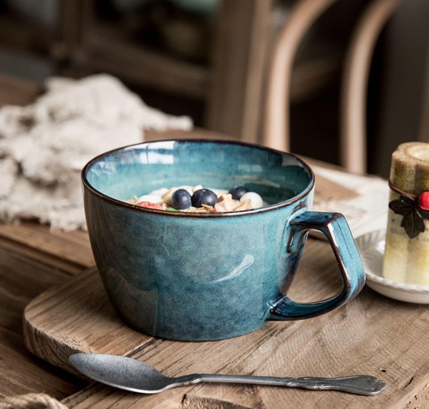 Large Soup Bowl with Handle, 700ml Coffee Mug, Cereal Breakfast Cup, Suitable