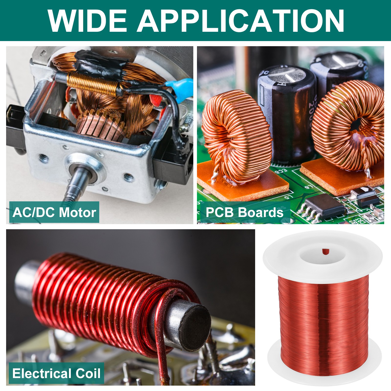 38 AWG Magnet Wire, 1 lb Magnetic Coil Wire, 155C(311F)