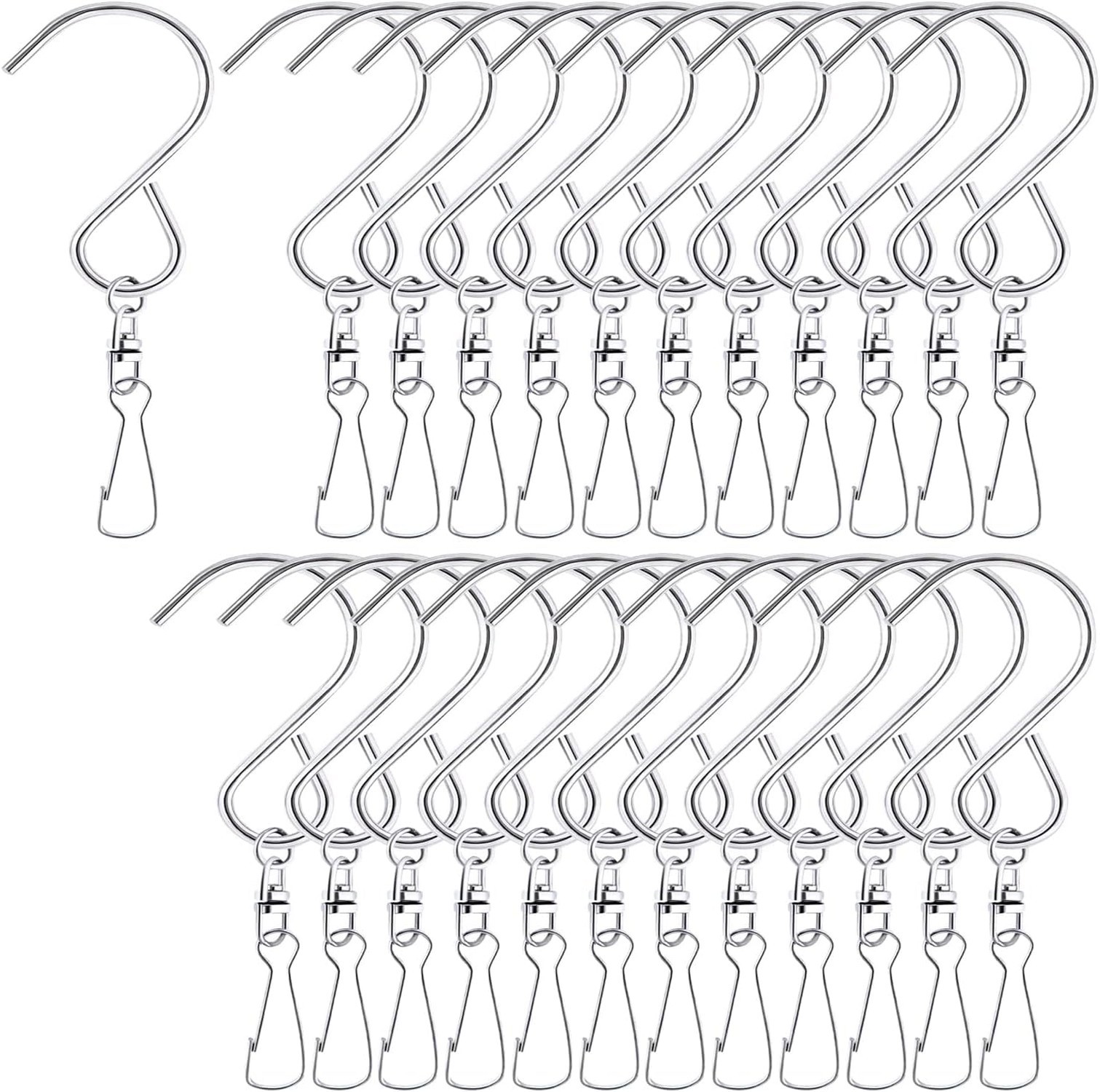 MFDSJ 24 Pcs Swivel Clip Hanging Hooks, Stainless Steel 360 Degree Rotating W…