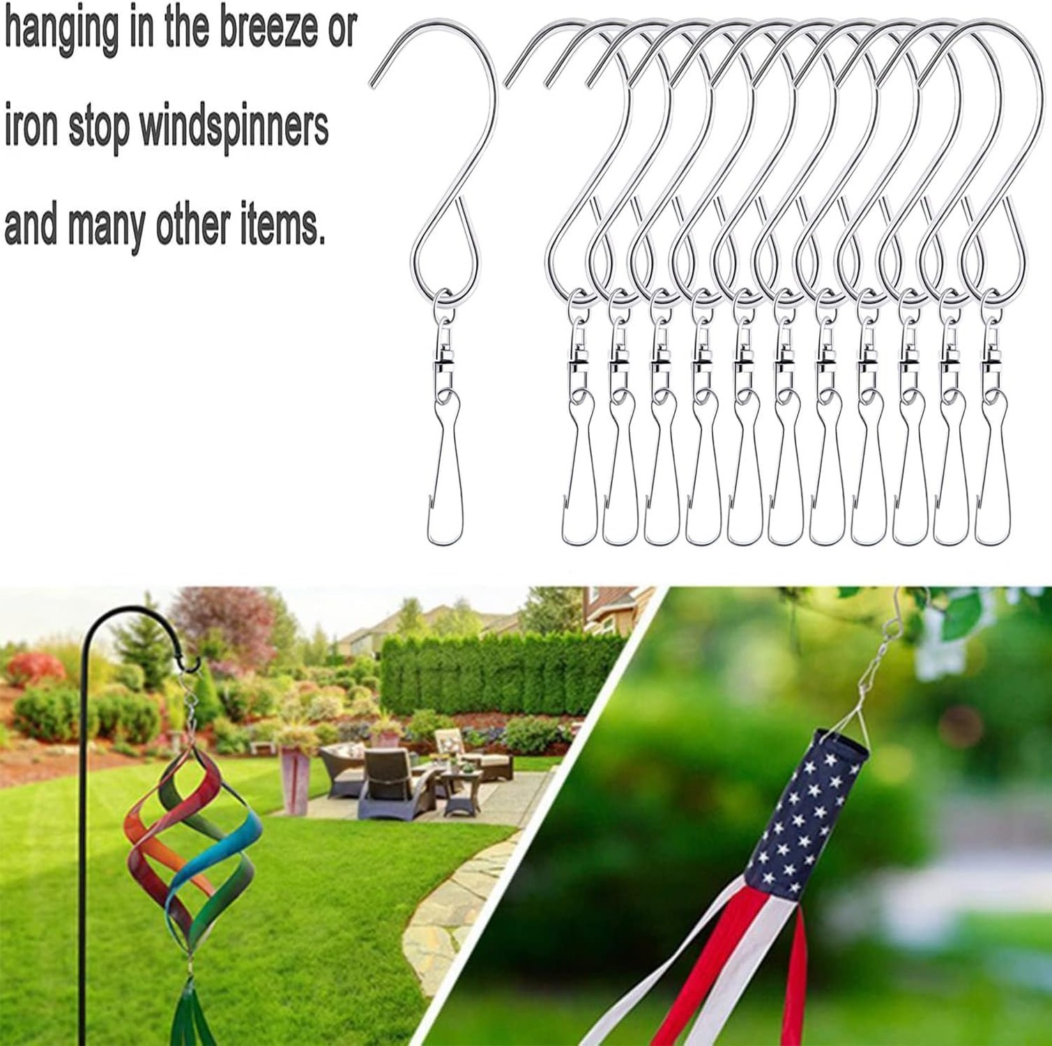 MFDSJ 24 Pcs Swivel Clip Hanging Hooks, Stainless Steel 360 Degree Rotating W…