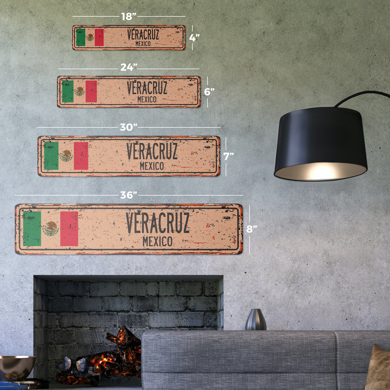VERACRUZ MEXICO Vintage Street Sign Mexican flag city country road wall rustic