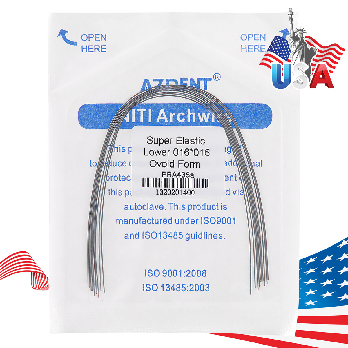 AZDENT Dental Ortho Super Elastic Rectangular Arch Wire Niti Ovoid upper/Lower