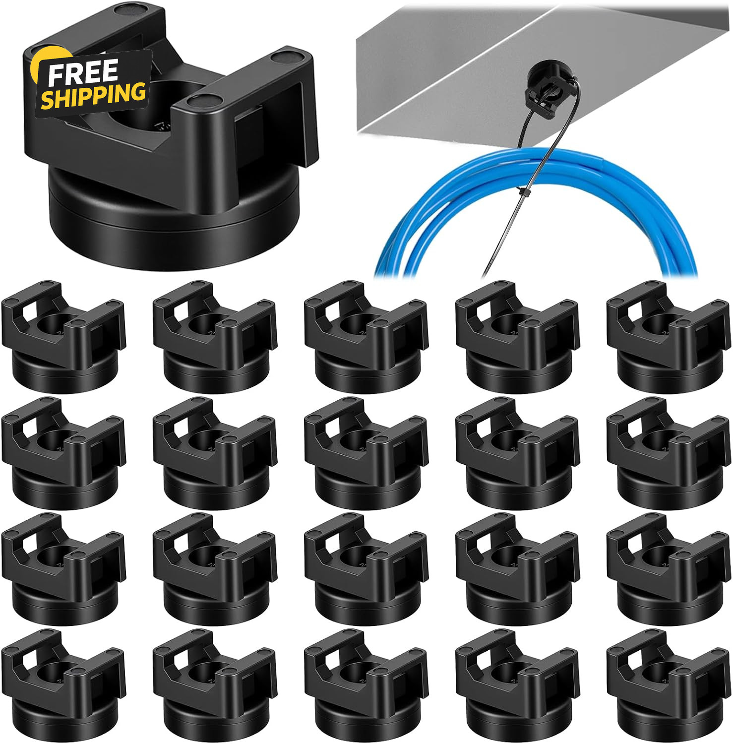 20 Pack Magnetic Zip Tie Mount Heavy Duty Magnetic Cable Zip Tie Base