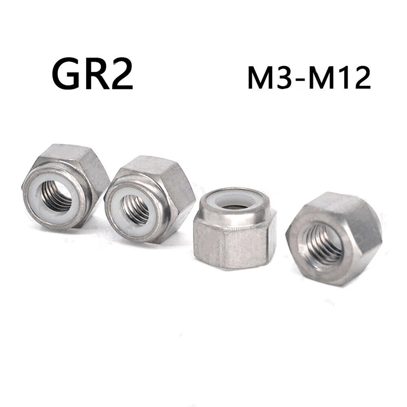 Titanium GR2 DIN985 Hexagon Nylon Insert Lock Nuts M3 M4 M5 M6 M8 M10 M12
