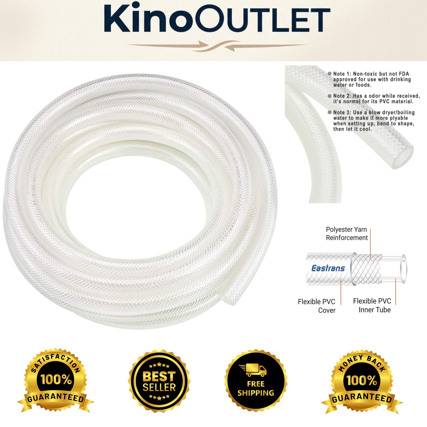 BPA Free 10 Feet Clear Braided Vinyl Hose – Versatile & Durable for Many Uses