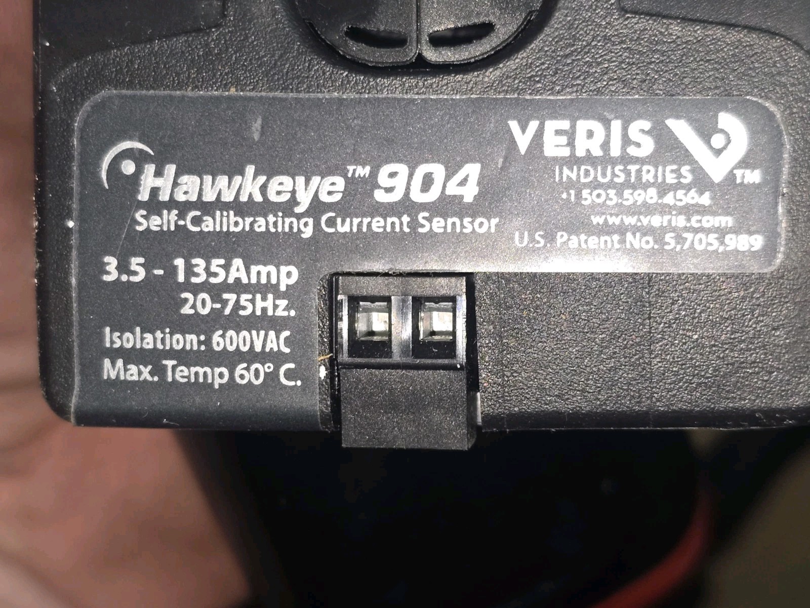 Veris Hawkeye 904 Self Calibrating Current Sensor 3.5-135A 20-75HZ LED Pulse