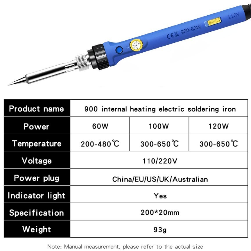 Soldering Iron Kit, 60W Adjustable Temperature Solder Sucker Wire Welding Tool