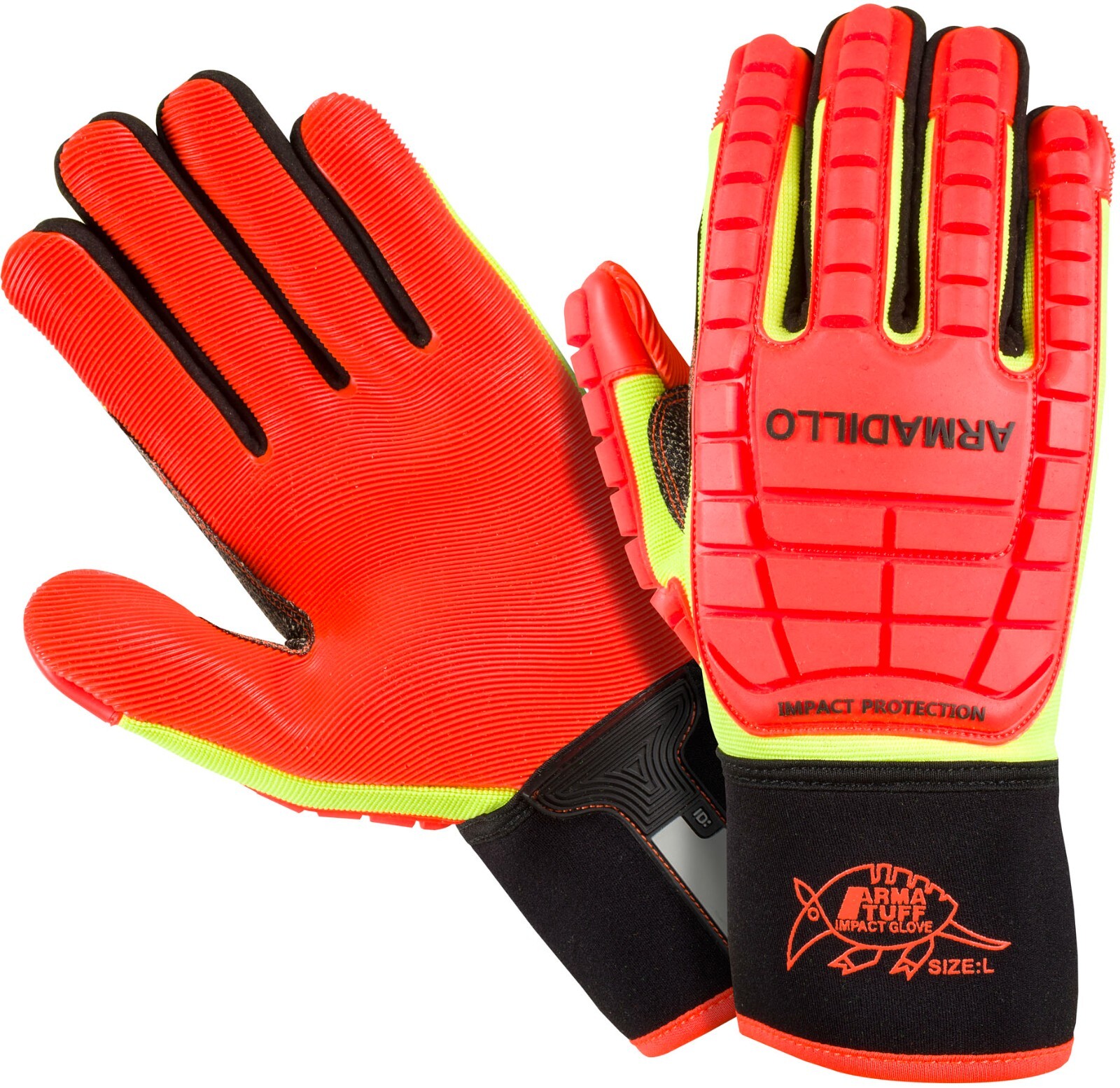 SOUTHERN GLOVE ATPRMECOO ARMADILLO HI/VIS ORANGE IMPACT GLOVES SIZE XL NEW