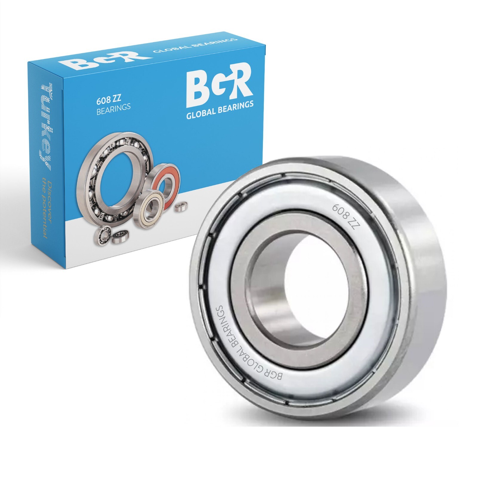 BGR (20 PCS) 608-ZZ Ball Bearing 8x22x7 Dual Shielded Metal Chrome Skateboard