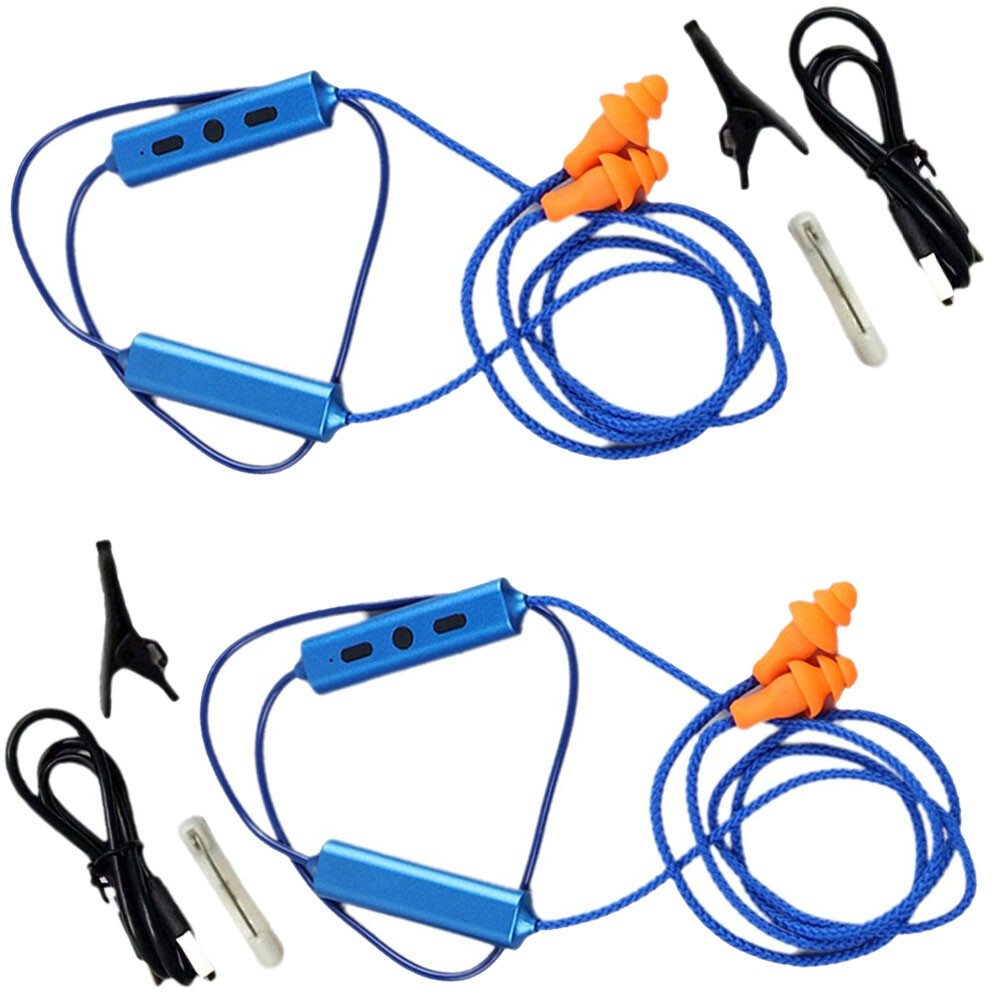 2Set Blue Ear Plugs Bluetooth Earphone For Work, Noise Suppression, Hearing USA