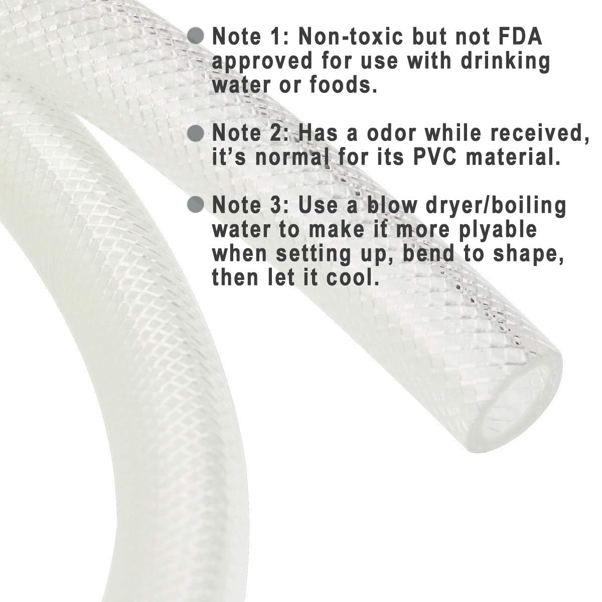 ID x 10 Ft Clear Heavy Duty PVC Vinyl Braided Tubing Flexible Hose