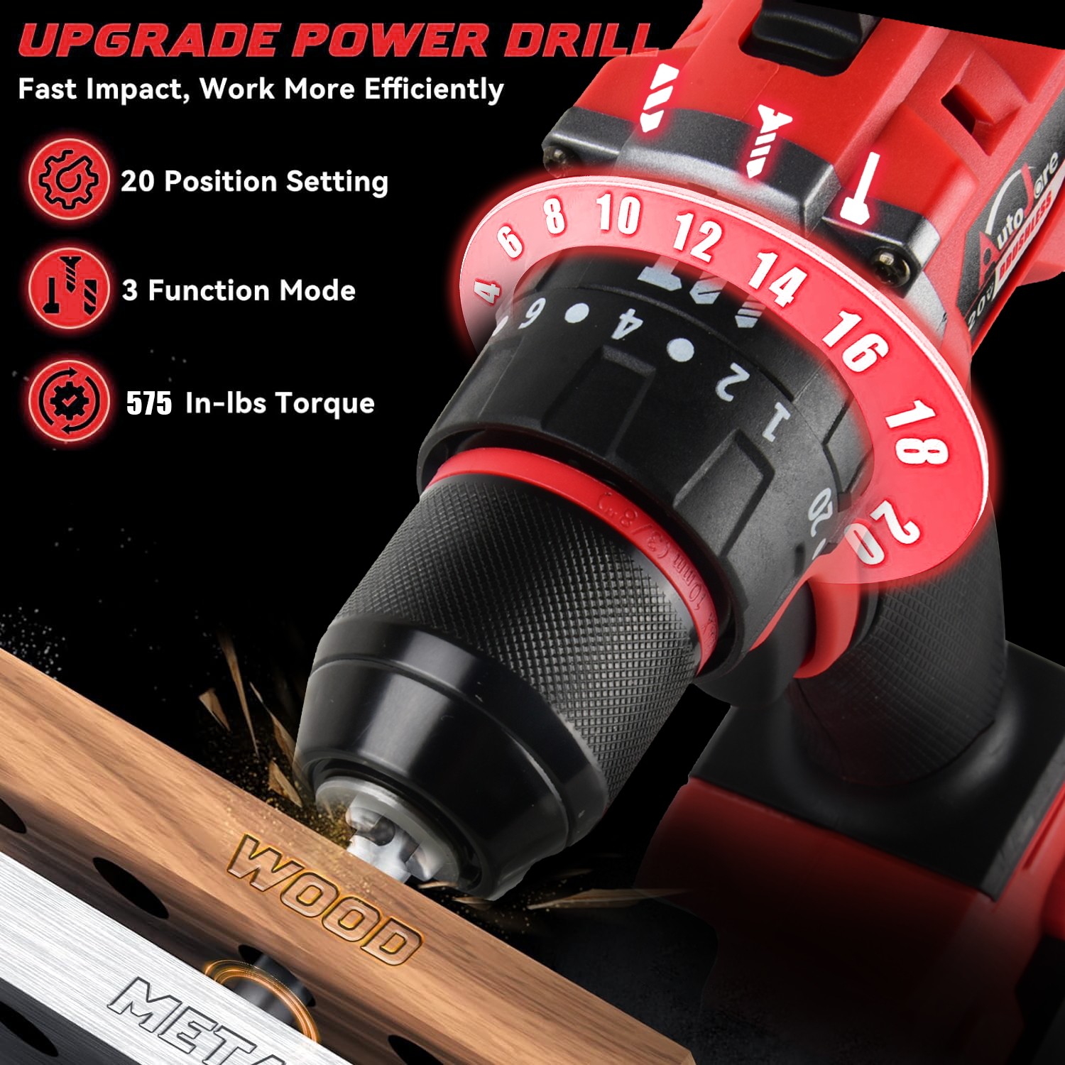 For Milwaukee 18V Battery Brushless Cordless Impact Hammer Drill Screwdriver