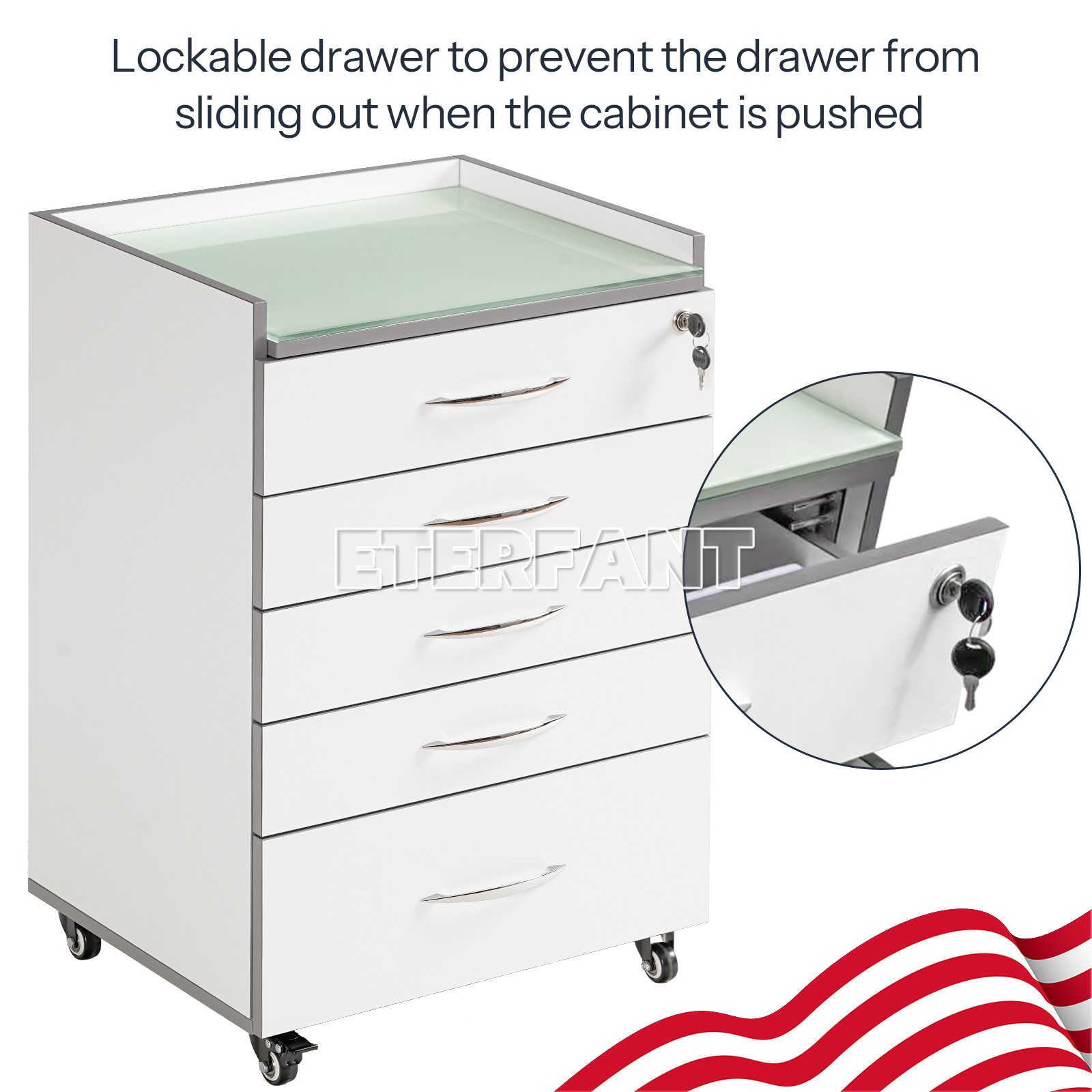 Dental 3 Layer Medical Cart Trolley Tool/5 Drawers Rolling Storage Cart+Socket