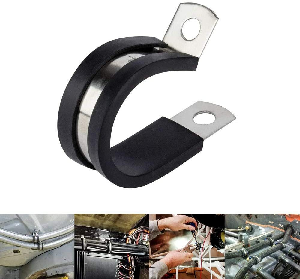 20pcs 5/8″ Inch Cable Clamp Rubber Cushioned Insulated Clamp Stainless Steel