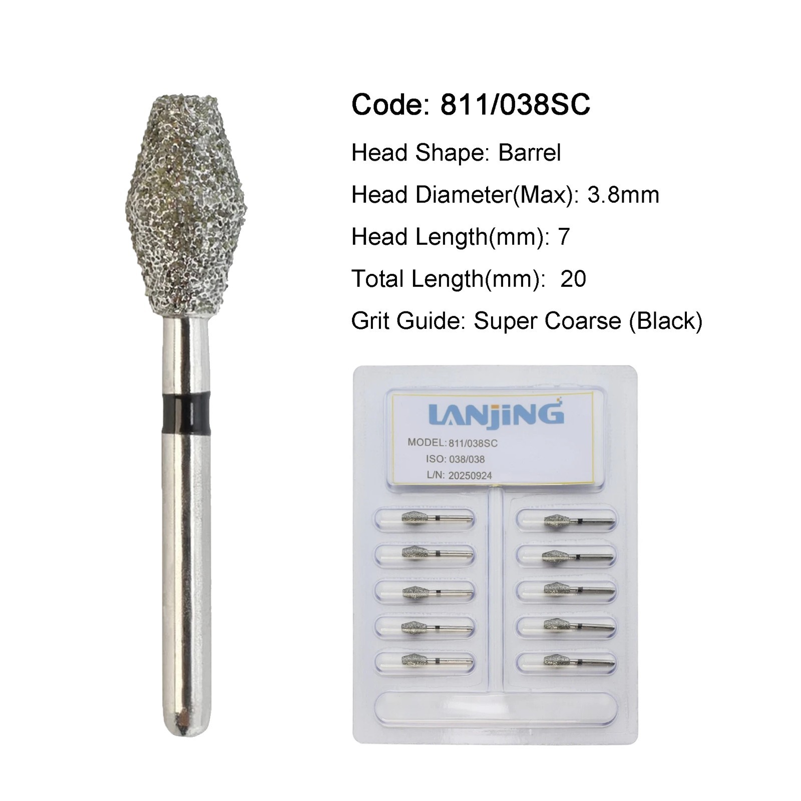 Dental Diamond Burs Pear Round End Taper Barrel FG Medium Coarse Fine High Speed