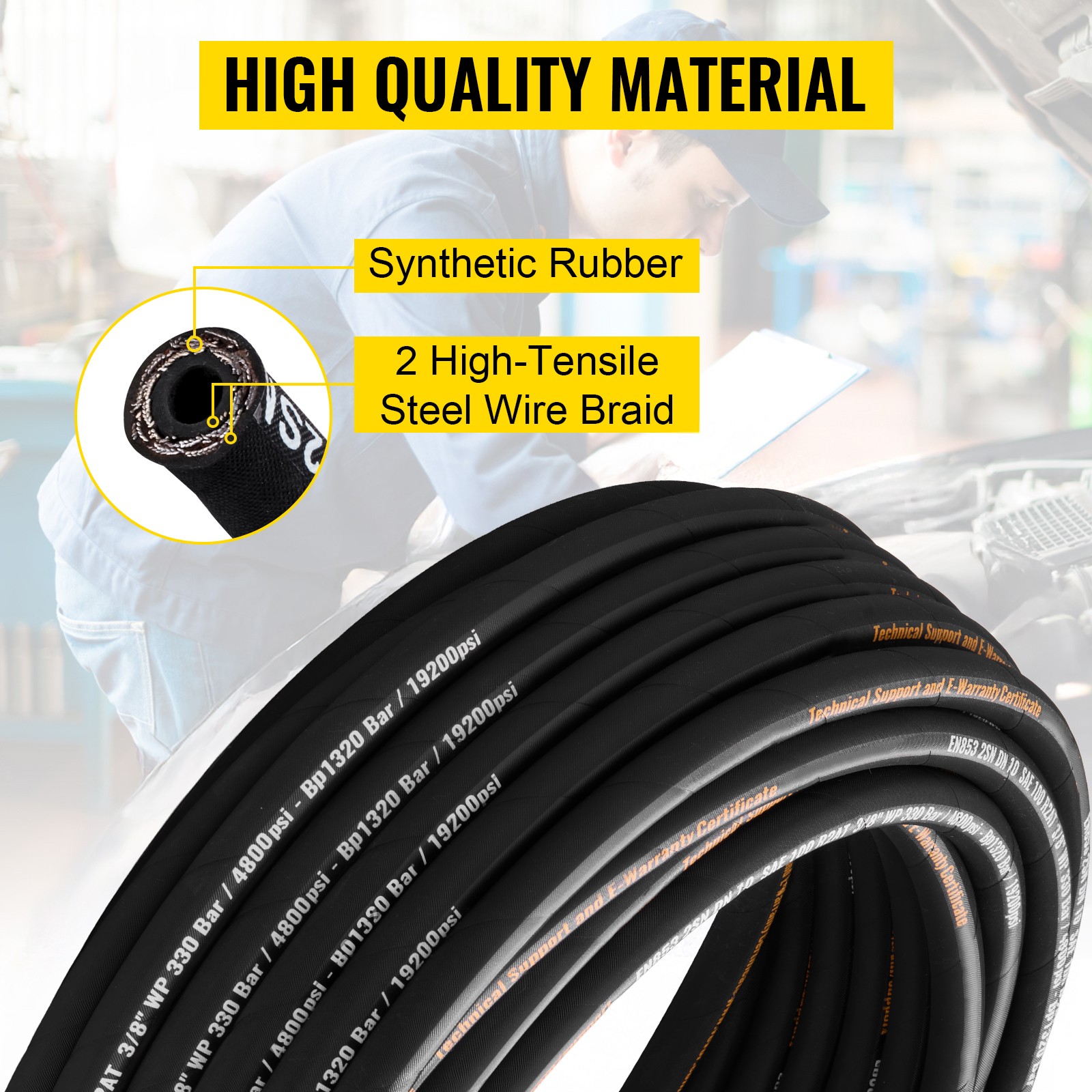 Uimoso Hydraulic Hose, 100 ft Coiled Hose, High-Pressure 5000 PSI Bulk Hose