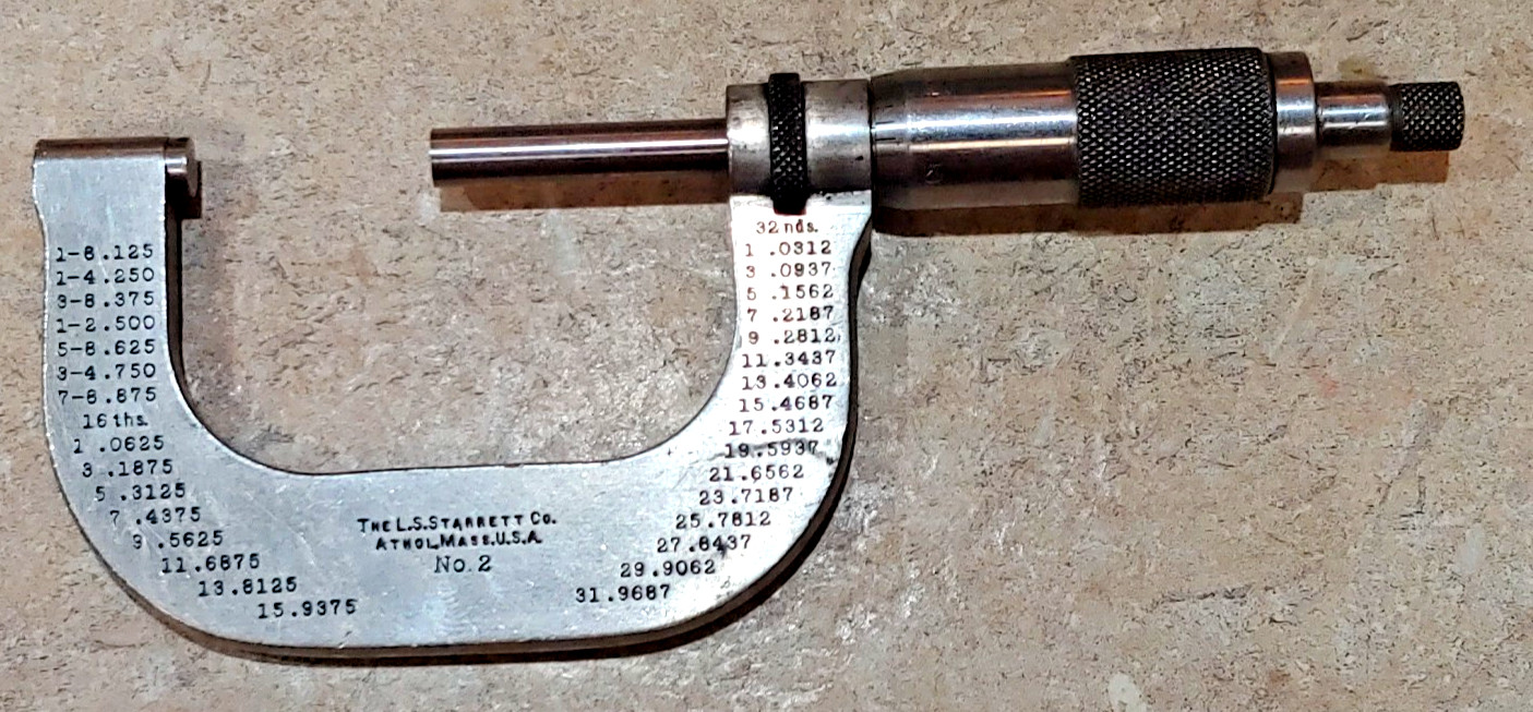 2- L.S. Starrett Micrometers No. 2 & 3, 0-1″ and 1″-2″ Wood box w/standard USA