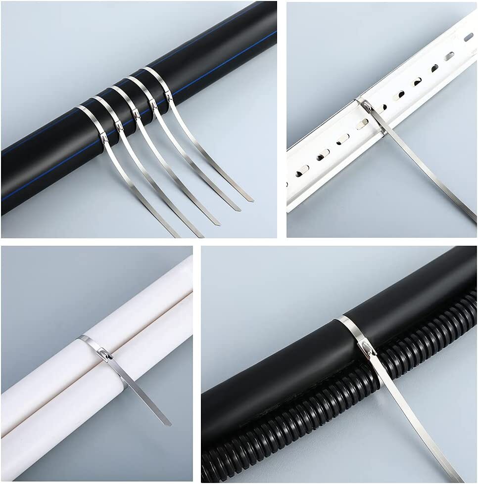 300MM X 4.6MM STAINLESS STEEL METAL CABLE TIES WRAP HEAT EXHAUST ZIP TIE TL