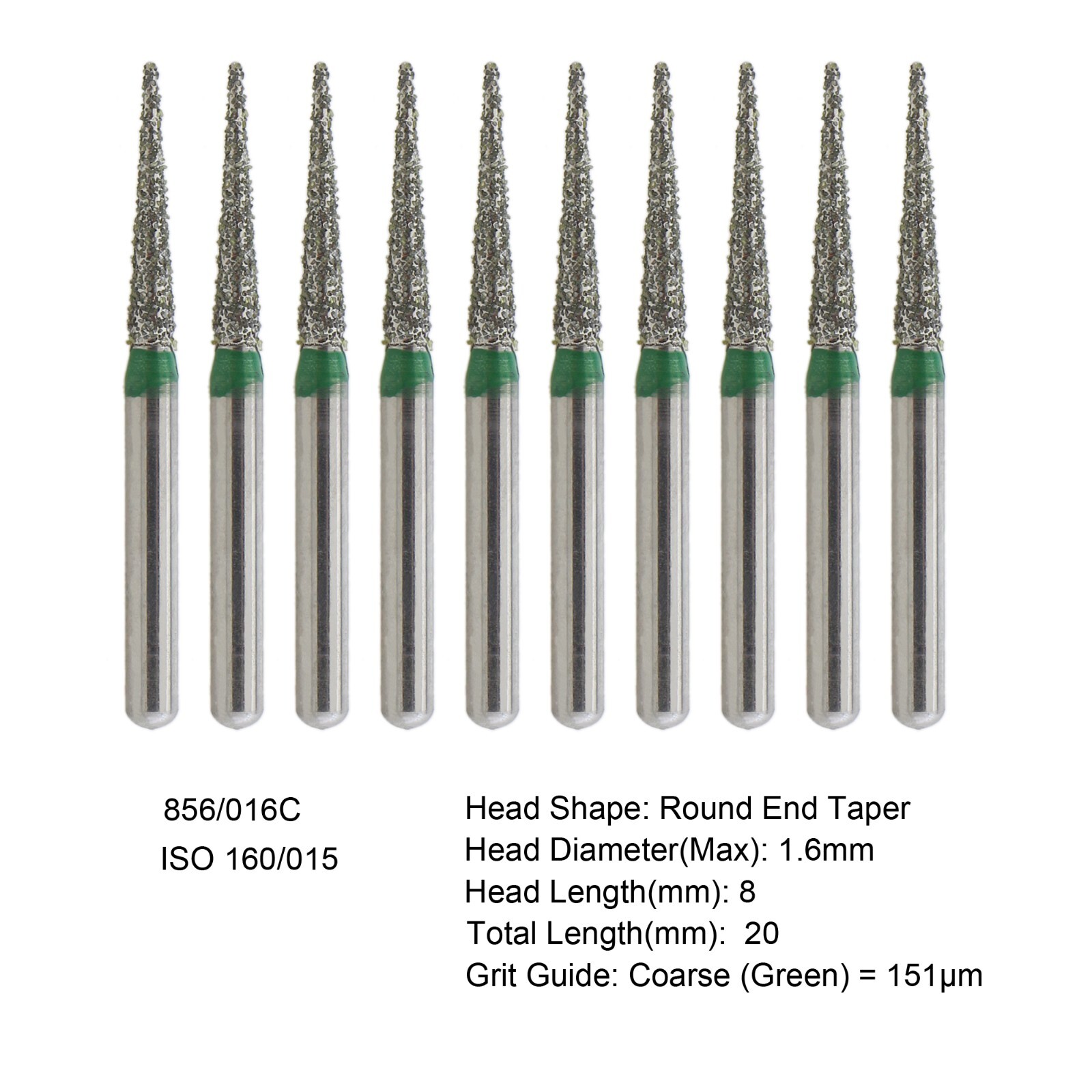 Dental Diamond Burs FG High Speed Round End Taper Egg Football Coarse Grit 368