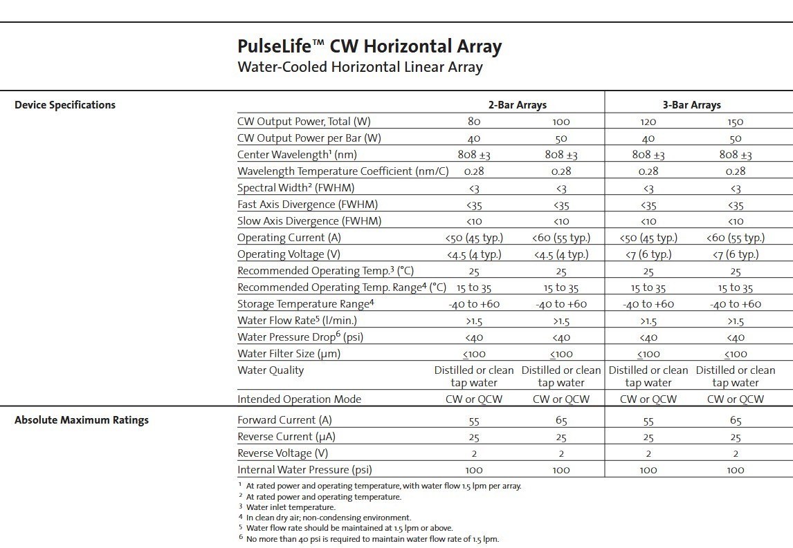 Coherent Pulselife CW 120-150W array 3 bars 806nm YAG side pump