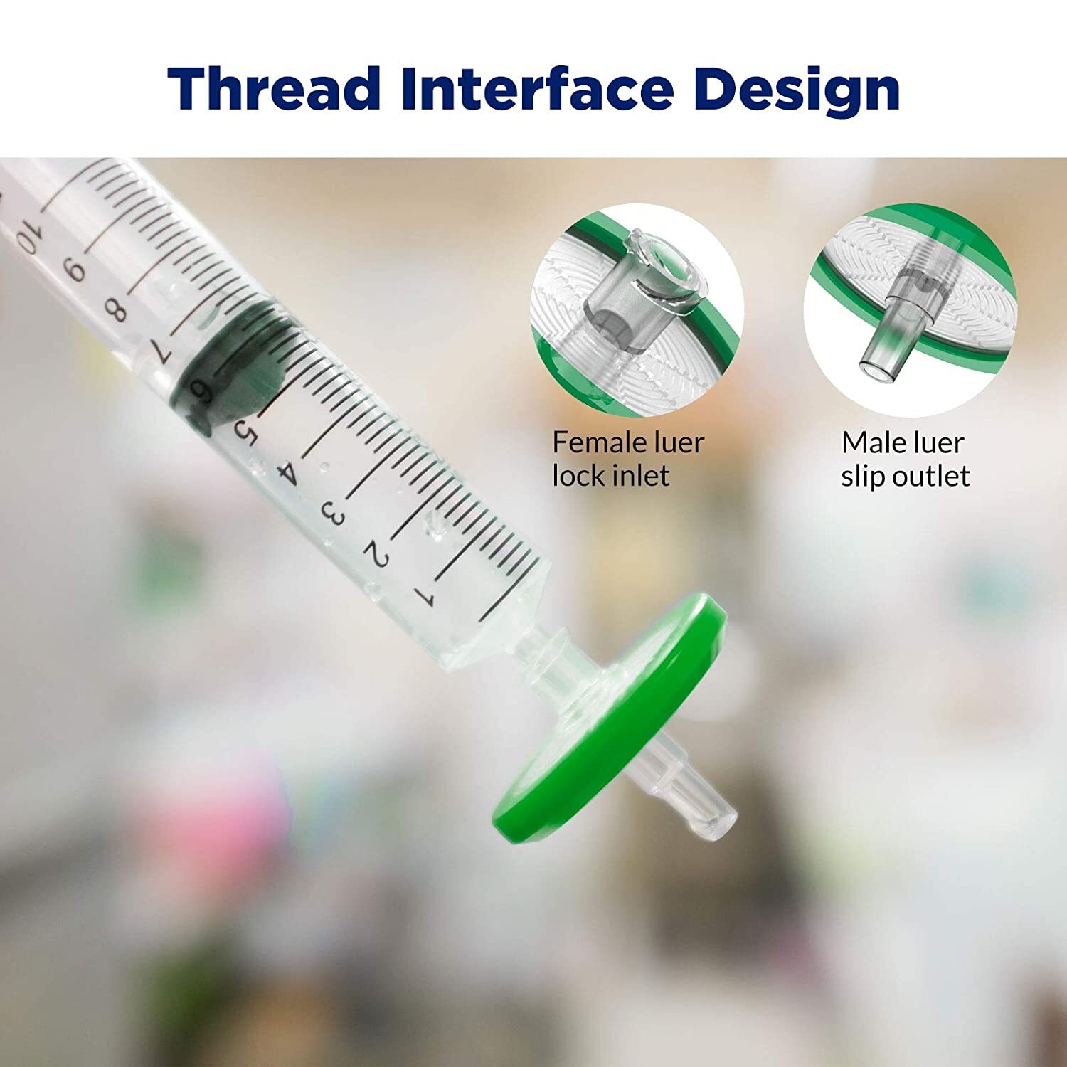 50Pcs PES Membrane Syringe Filter Sterile Lab Hydrophilic 33mm 0.22µm Individual