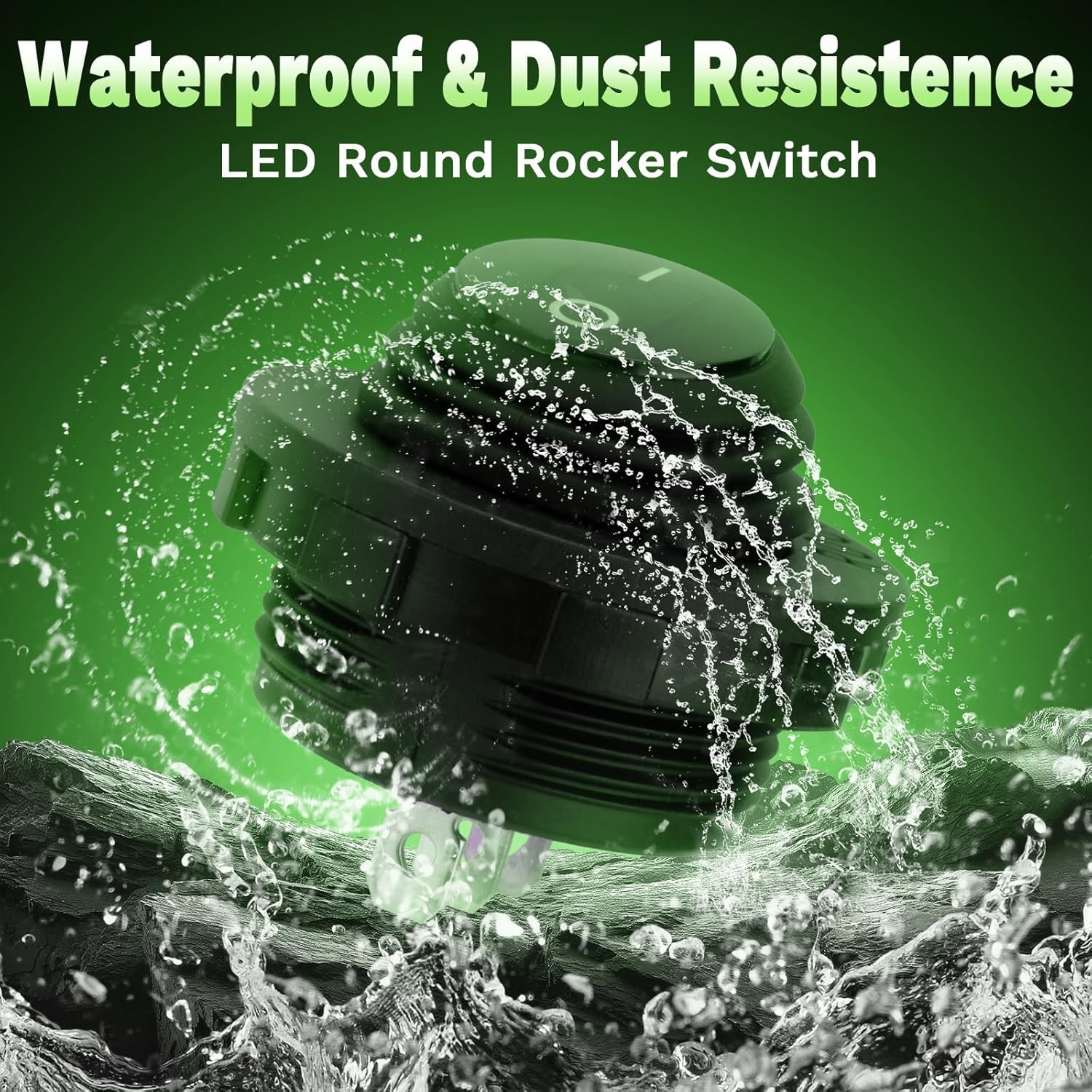 Waterproof LED Rocker Toggle Switch 12V SPST 3 Pin On Off Car M Color: Green-1
