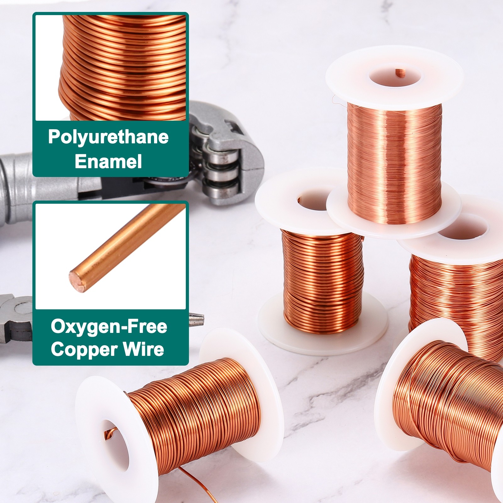 16 AWG Magnet Wire, 4 OZ/113.2g Enameled Copper Wire, 155C(311F)