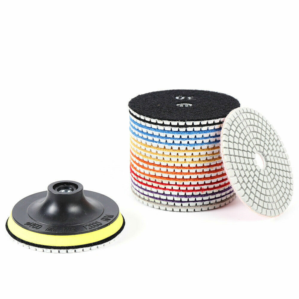 19Piece 4” Wet Dry Diamond Polishing Pads Kit For Marble Concrete Granite Stone