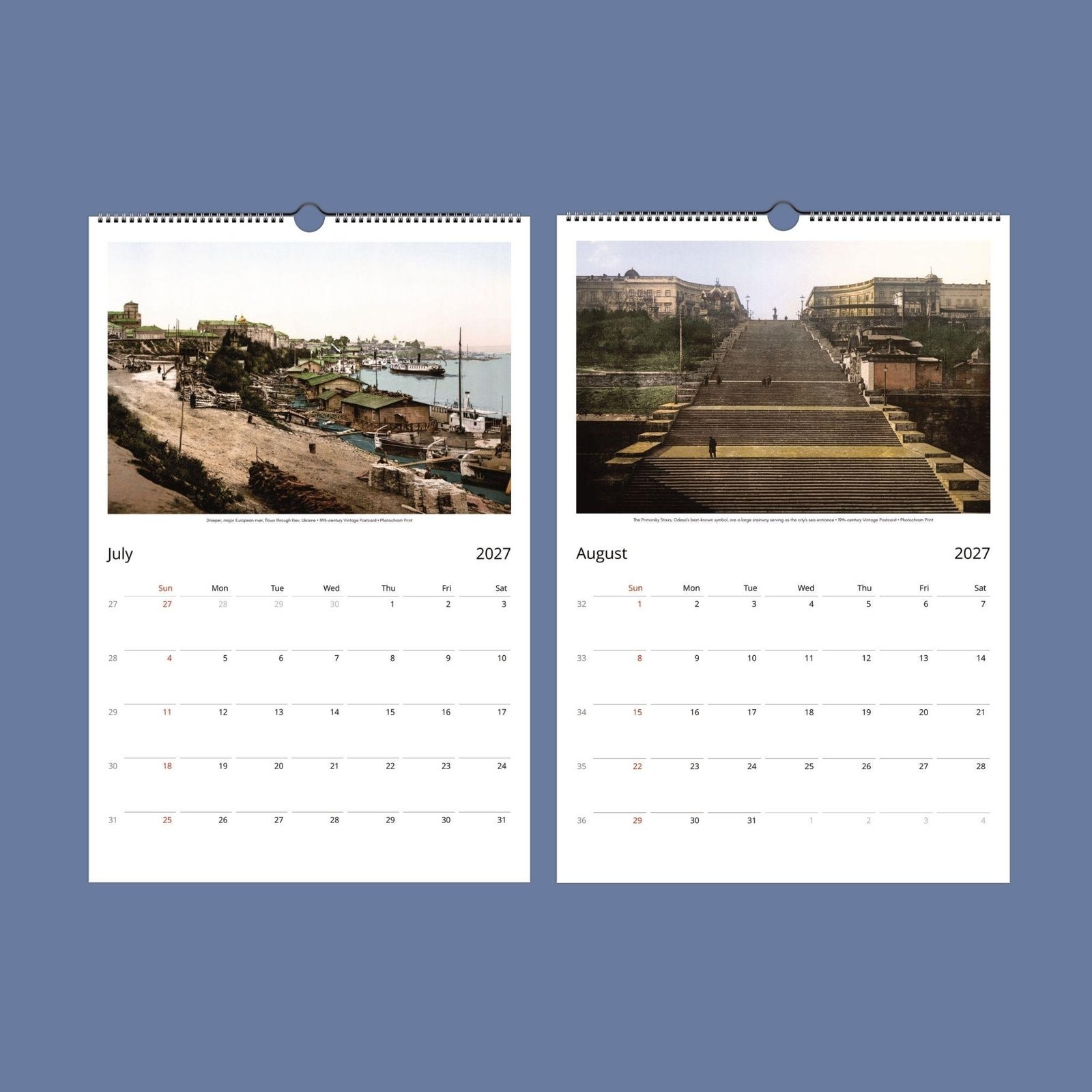 2027 Ukraine Wall Calendar – Vintage Photochrom History Photography, 11×16.5″