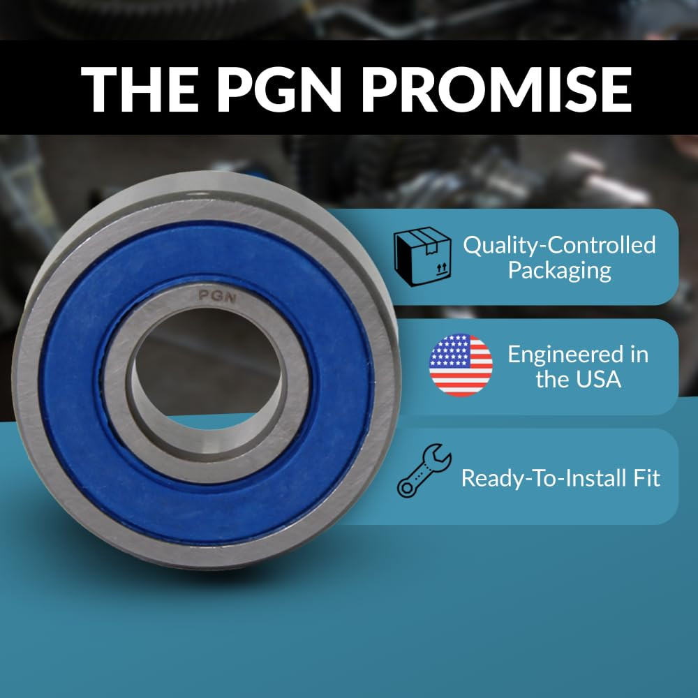 PGN (4 Pack) 6004-2RS Bearing – Lubricated Chrome Steel Sealed Ball Bearing – 2