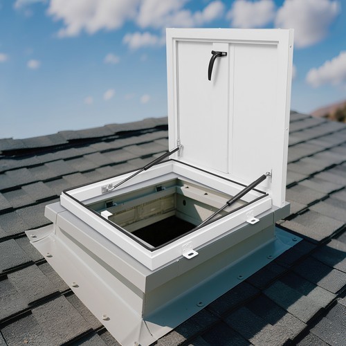 Roof Hatch, Roof Security Door, Roof Access Hatch 19.7in L X 19.7in White
