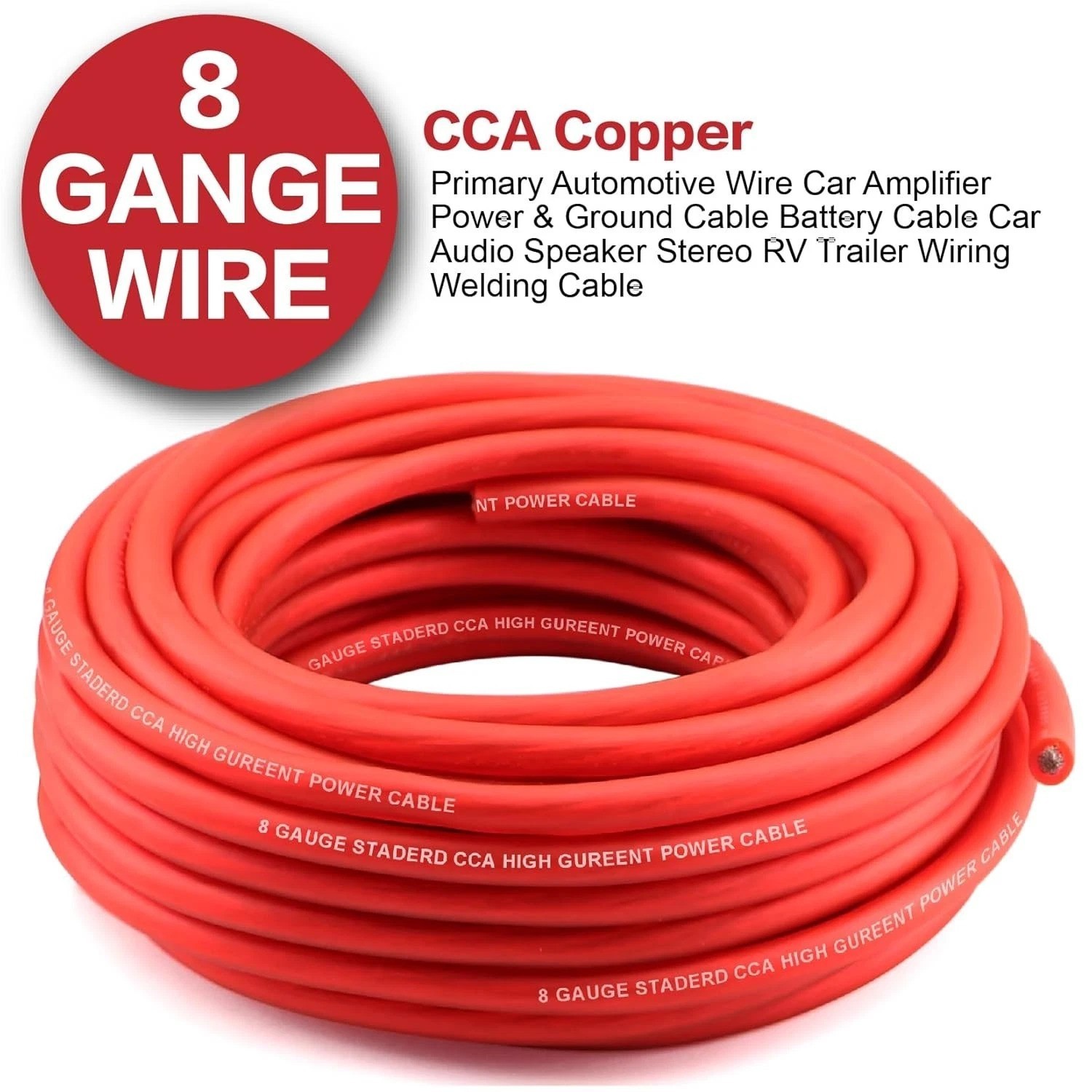 8 Gauge Wire 50ft Each – Red/Black Copper Clad Aluminum CCA – Primary Automot…