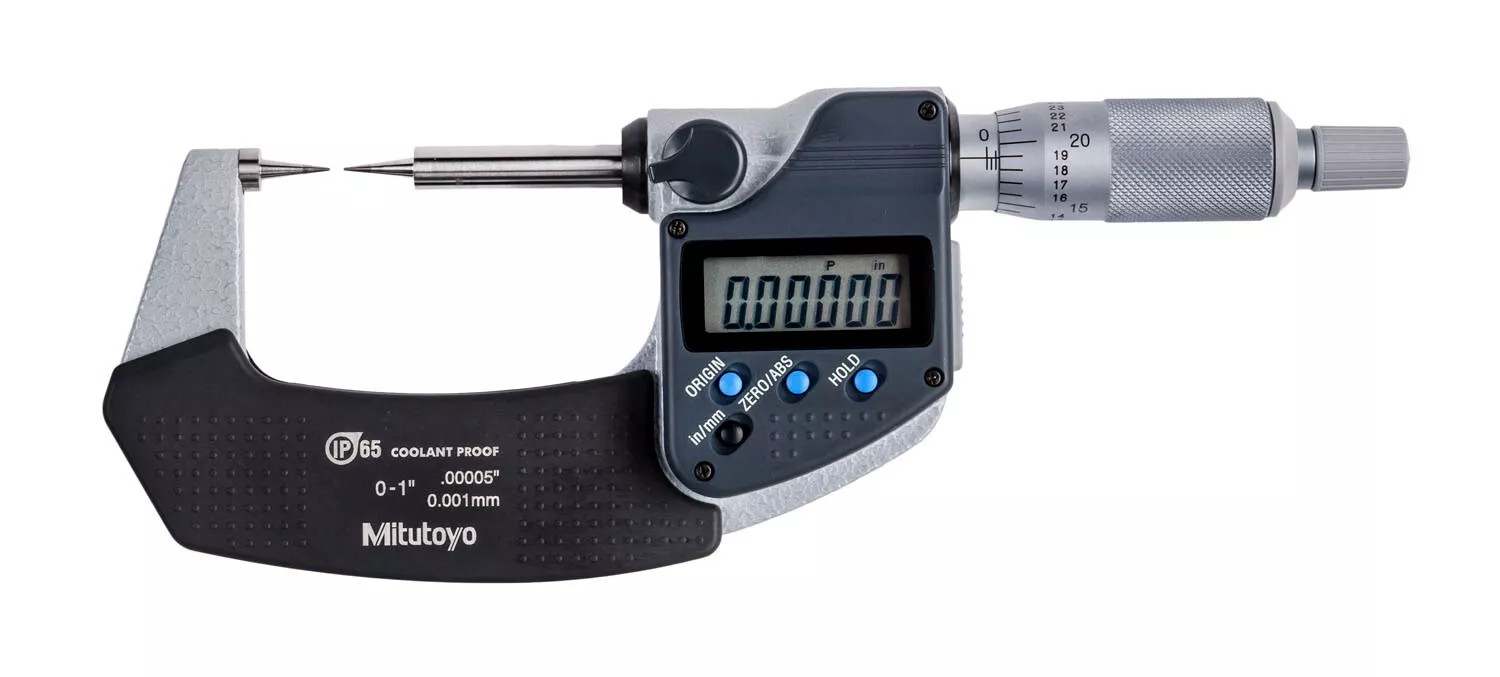 Mitutoyo 342-351-30 – Digimatic Point Micrometer 0″- 1″/25.4mm SPC IP65 15 Deg