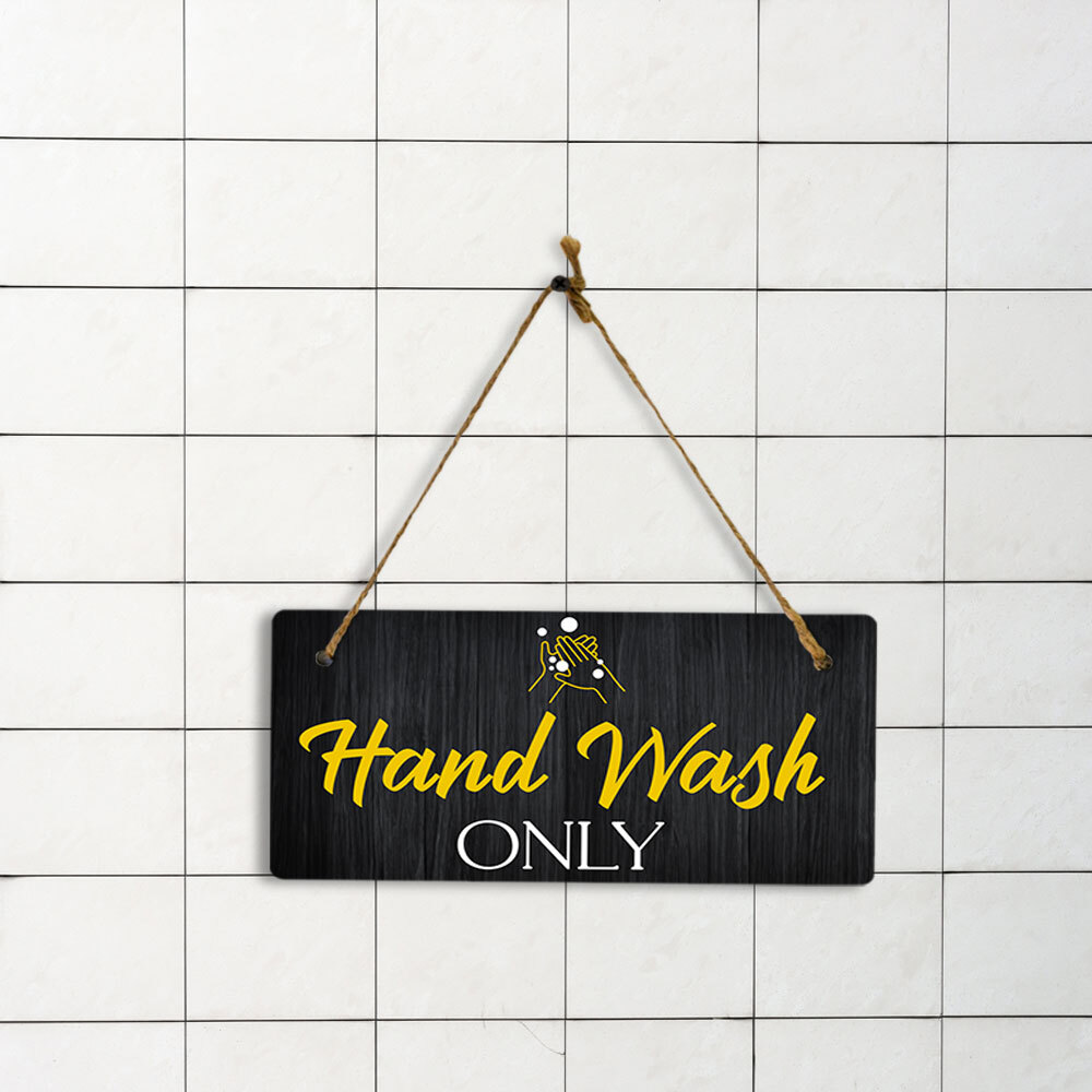 Hand Wash Only 5×10 Hanging Plus Wall or Door Sign | Restrooms Décor