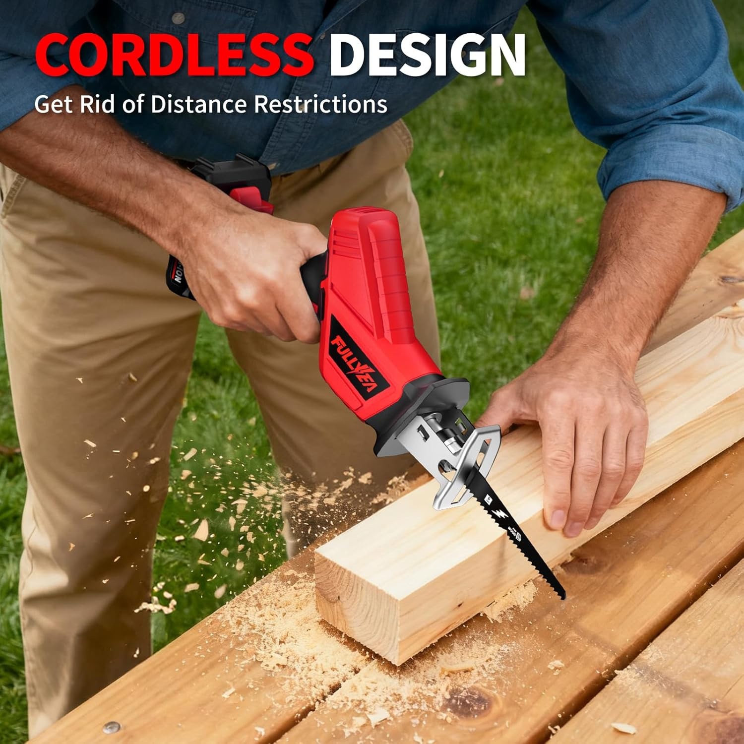 Cordless Reciprocating Saw, 0-3500SPM, 4 Blades, Tool-Free, Wood/Metal