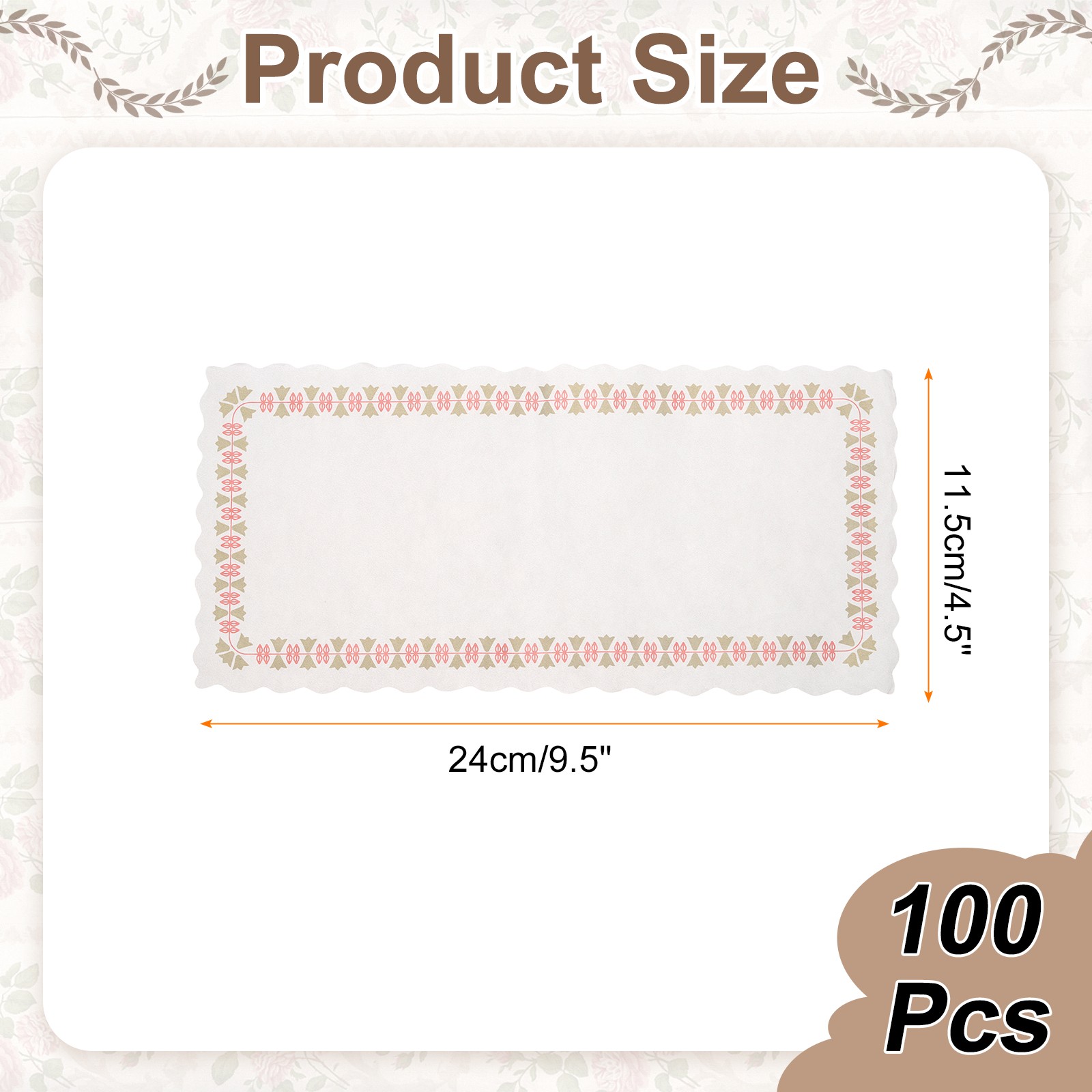 100pcs Paper Doilies 4.5″x9.5″ Paper Doilies Placemat, White