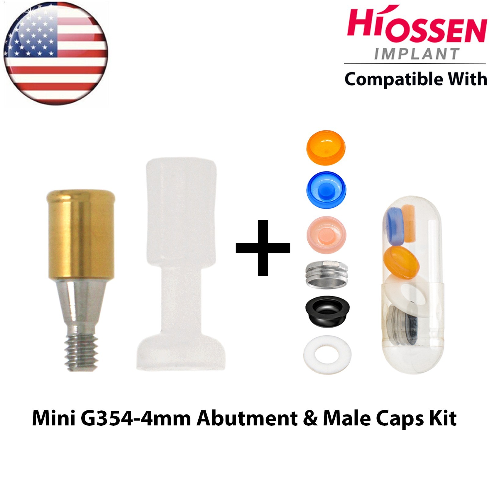 US Dental Locator Abutment Mini Regular 3/4/5mm Male Caps Kit For Hiossen Osstem