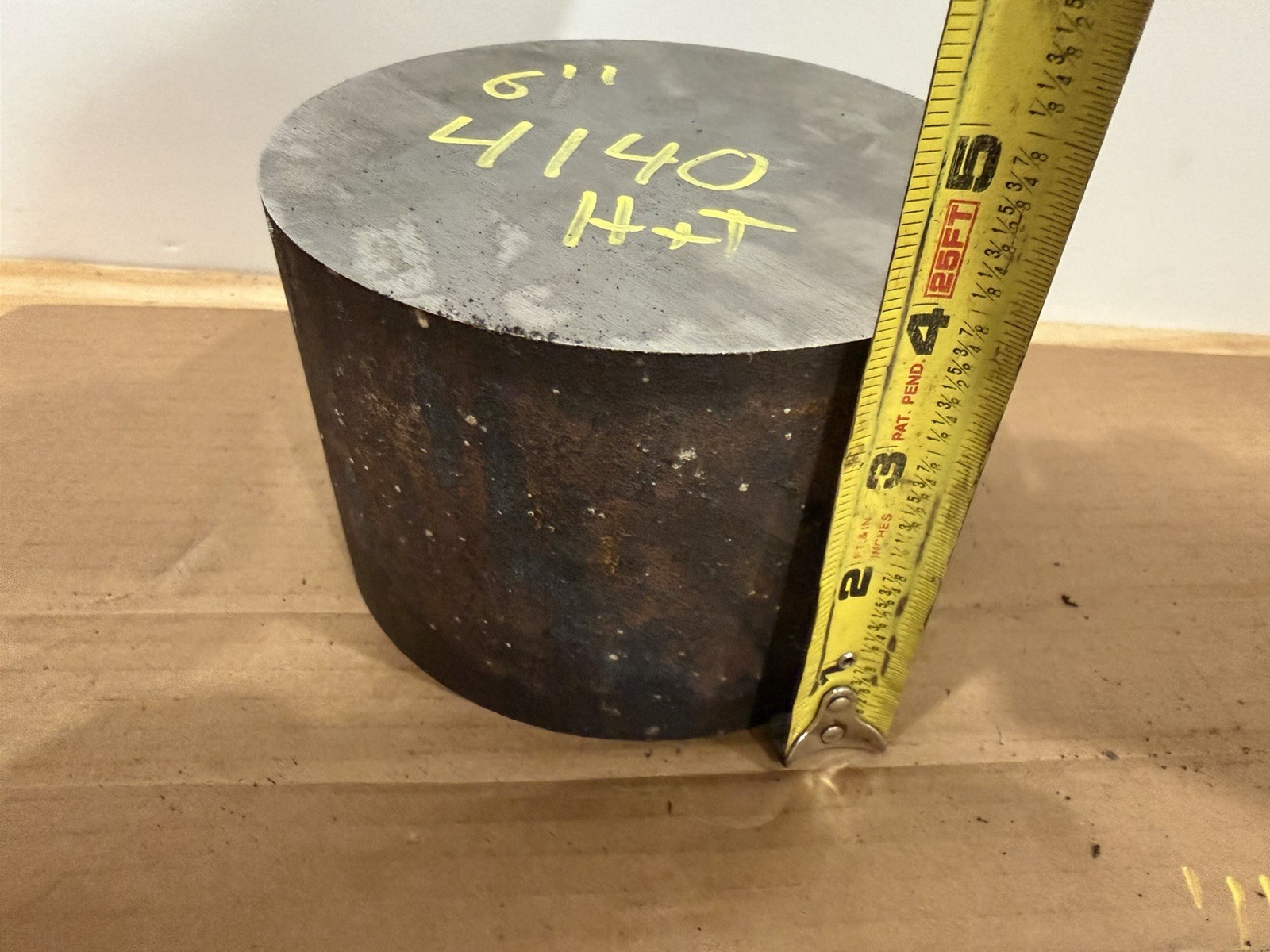 One Piece 4140 Hot Rolled Steel Bar Round Stock Heat Treated 6” OD x ~3 3/4”