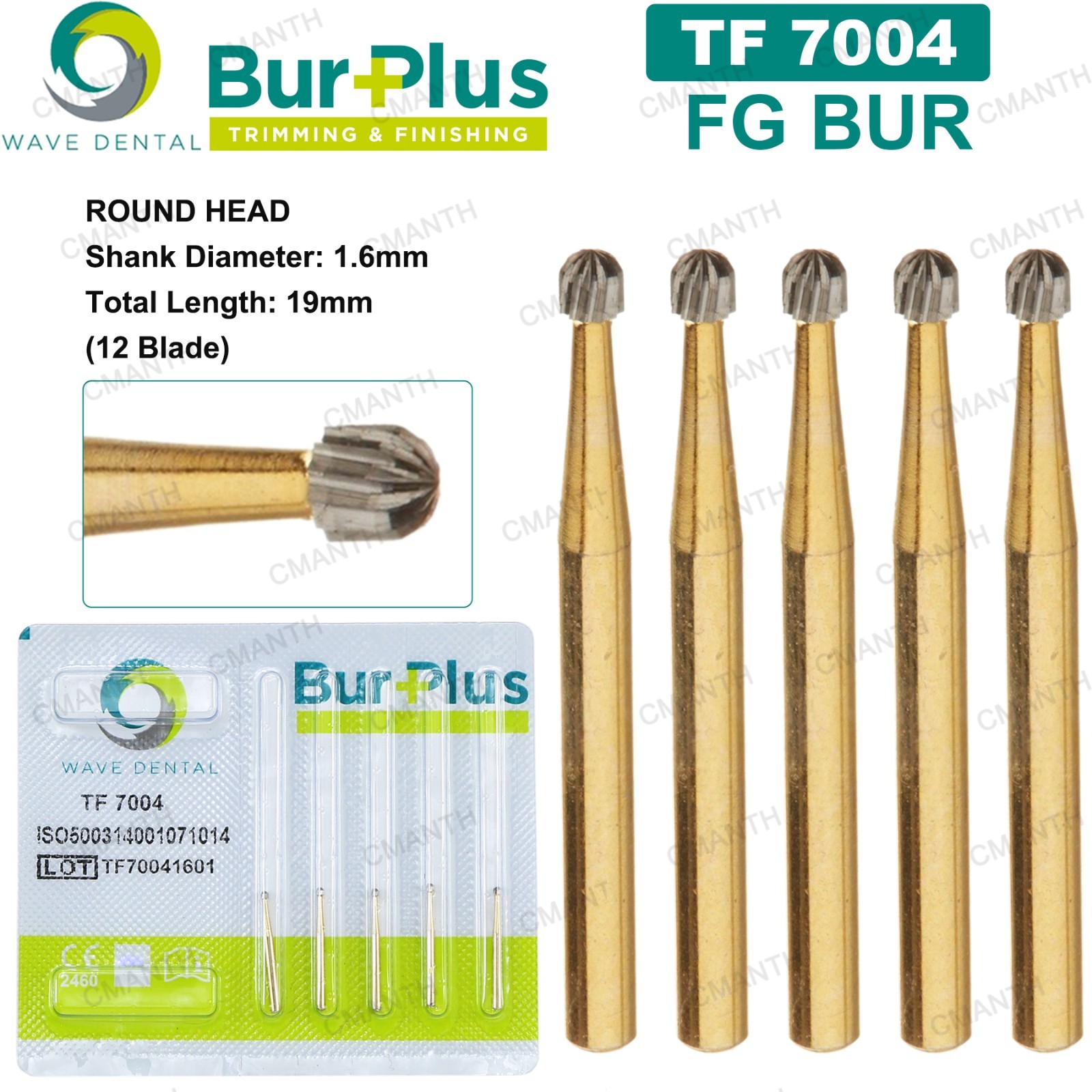 WAVE Dental Carbide Burs Trimming Finishing Burs Gold Plated TF 7004 7406 7902
