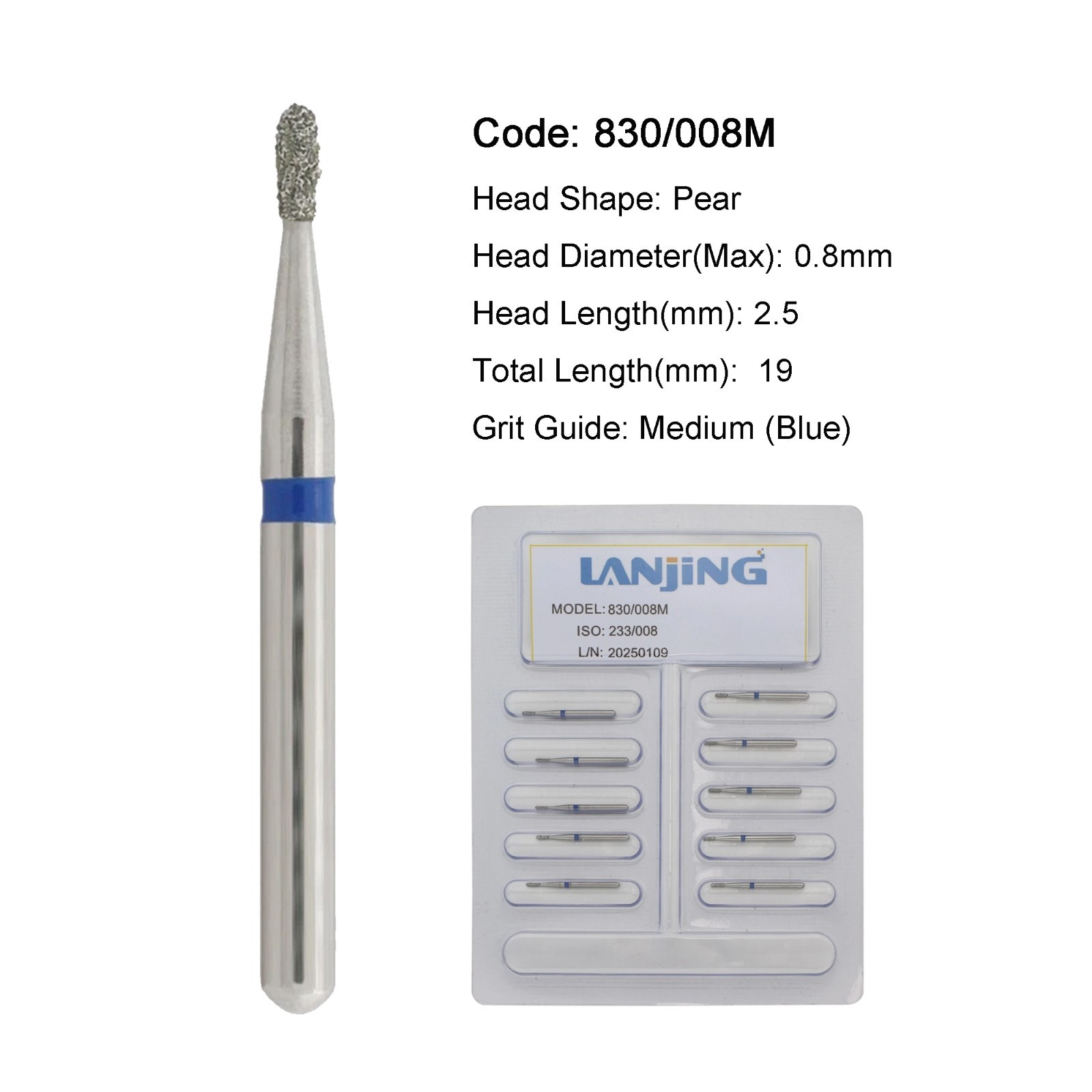 Dental Diamond Burs Round End Taper 330 Pear Barrel Long Surgical Bur High Speed