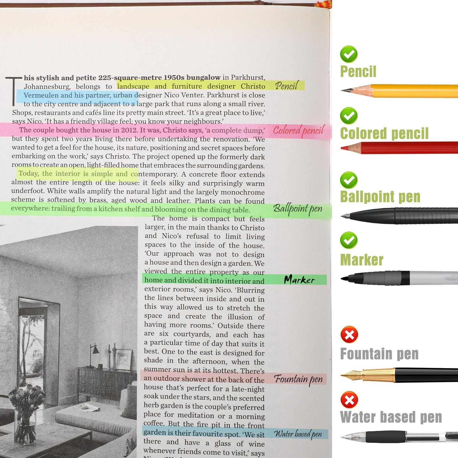 Removable Highlighter Tape Strips, Transparent Sticky Page Markers Tabs, Fluo…