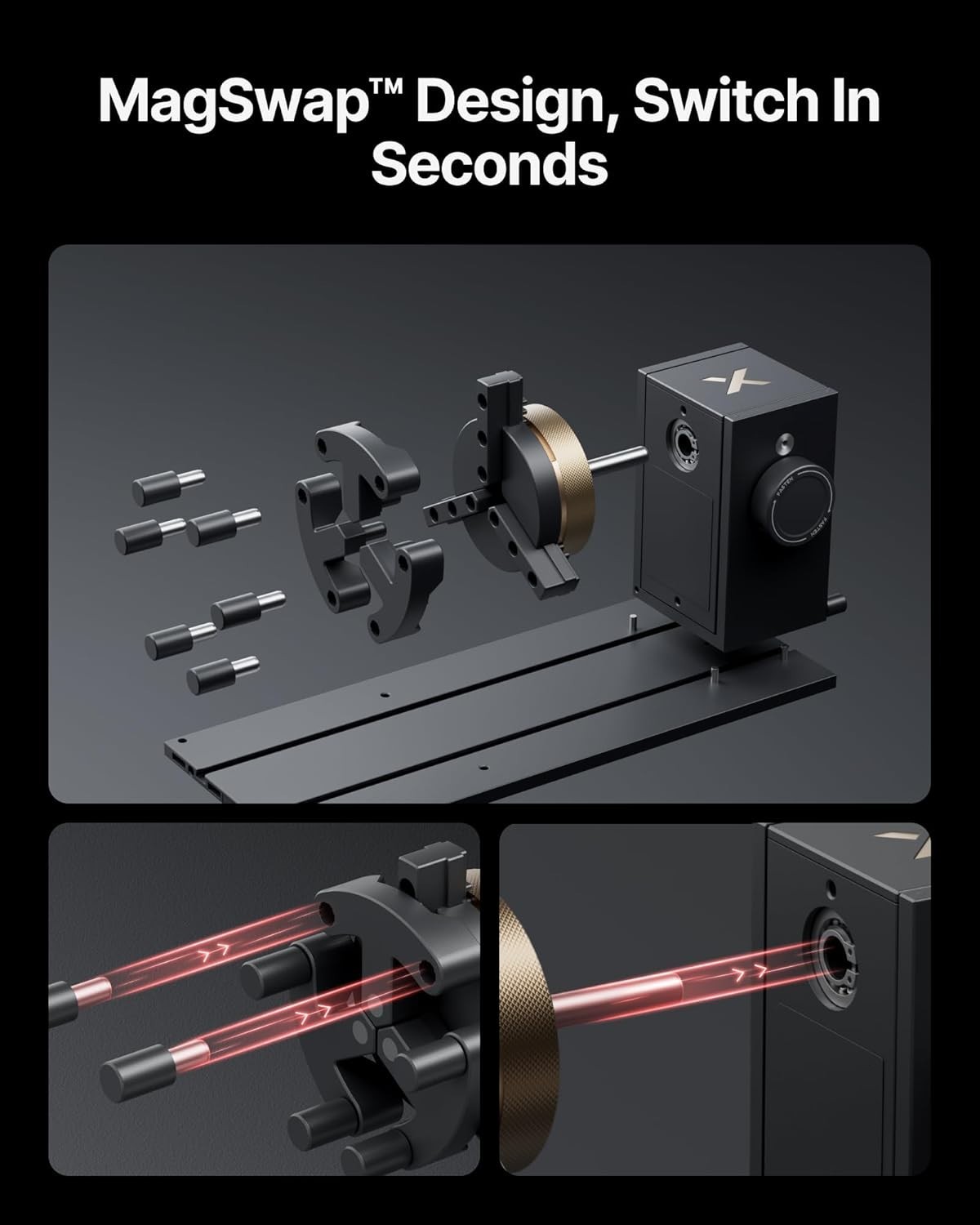 xTool RA3 World’s First Smart MagSwap Rotary Attachment for xTool P3, F2