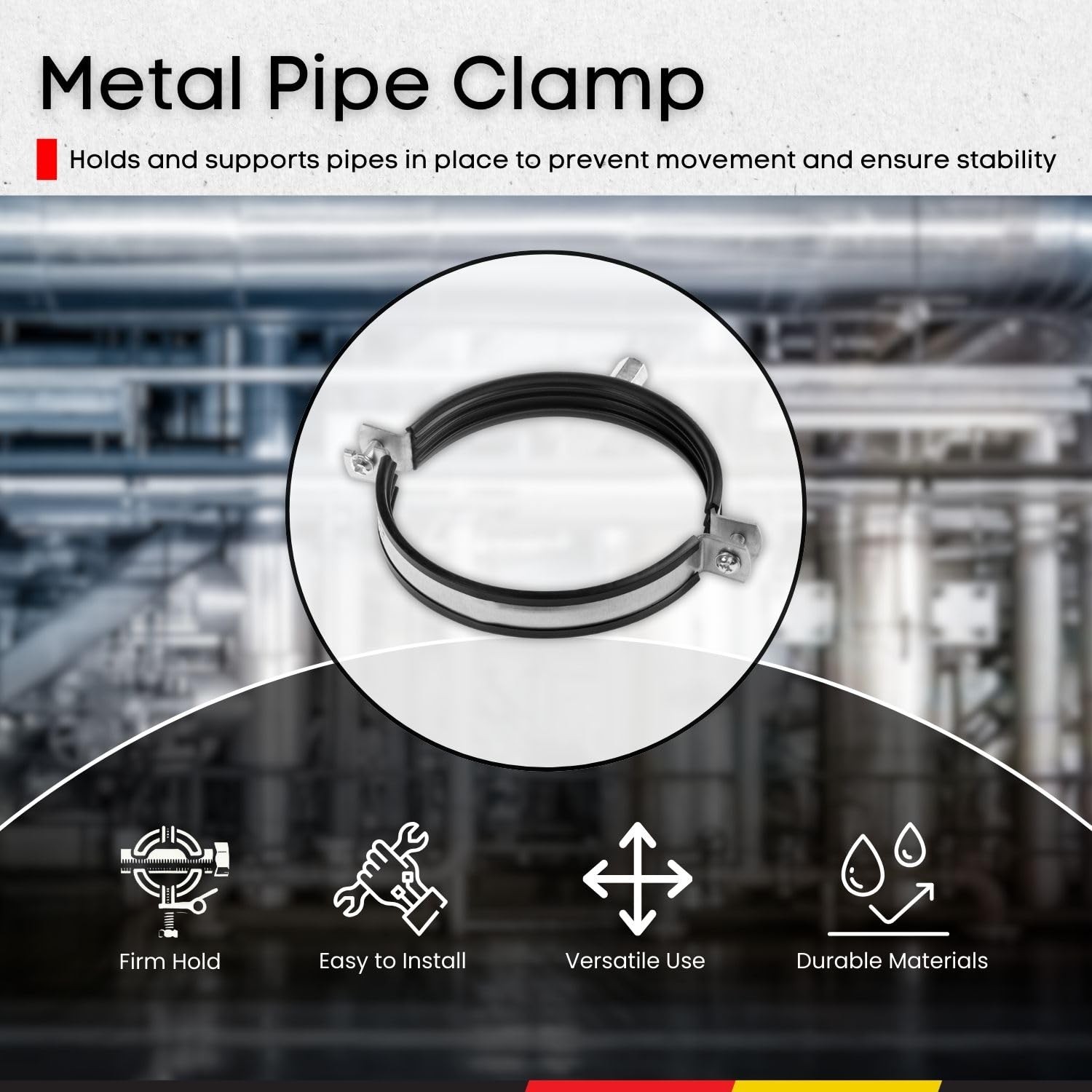 5pcs, Duct Clamp 5 inch Bracket with rubber gasket, M8/M10 Thread, 5 Inch