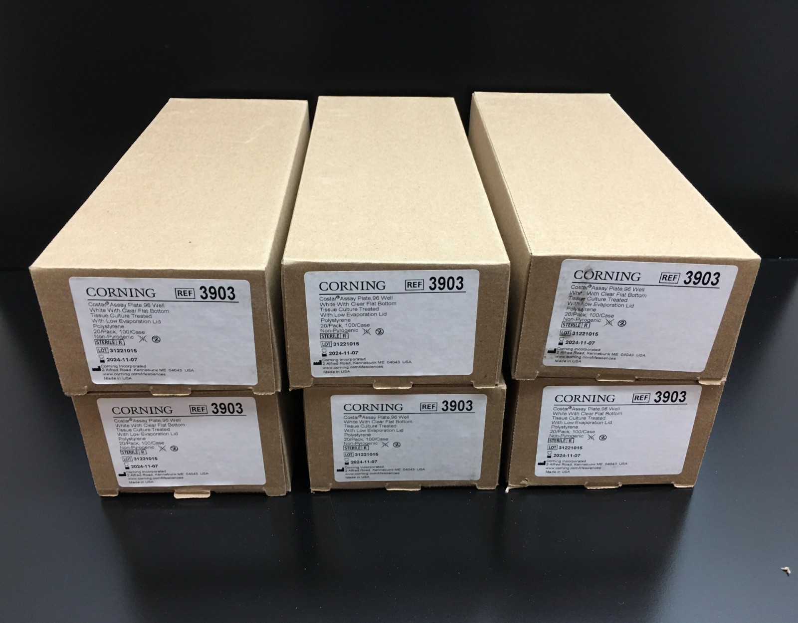 Corning REF 3903 96 Well Flat Clear Bottom White TC Treated MTP Lot 6 PKS