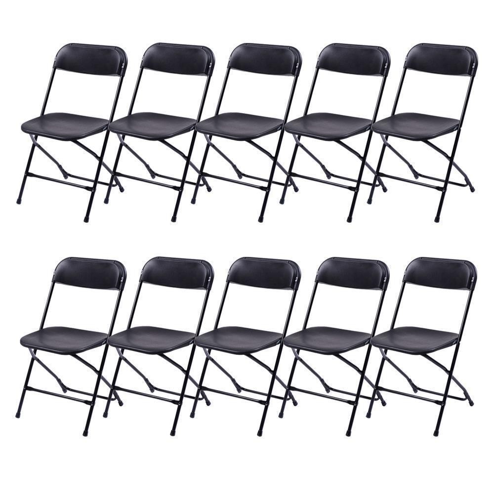 10 Pack Plastic Commercial Folding Chairs Stackable Picnic Party Black Home