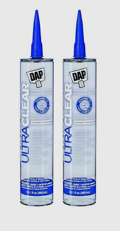 2~ DAP Ultra Clear Clear Synthetic Rubber All Purpose Waterproof Sealant 10.1oz